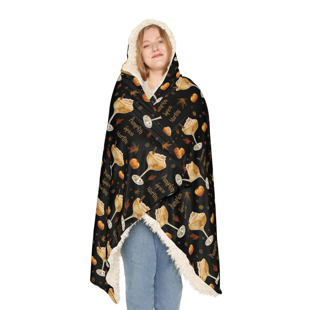 Pumpkin Spice Martini Hooded Throw Blanket — Black Pumpkin Collection Inspired Design