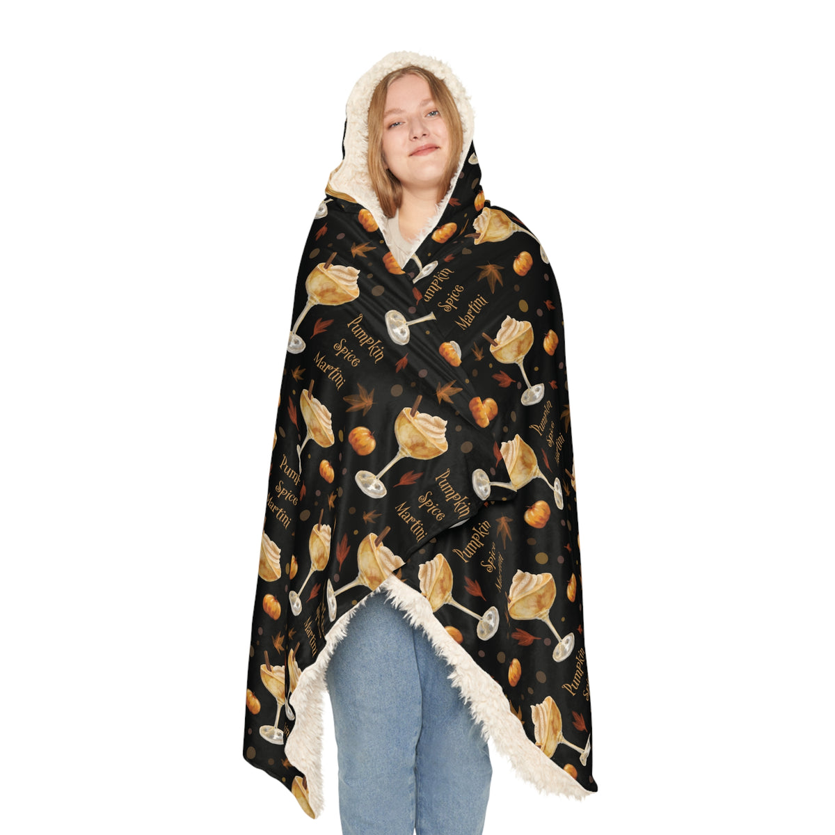 Pumpkin Spice Martini Hooded Throw Blanket — Black Pumpkin Collection Inspired Design
