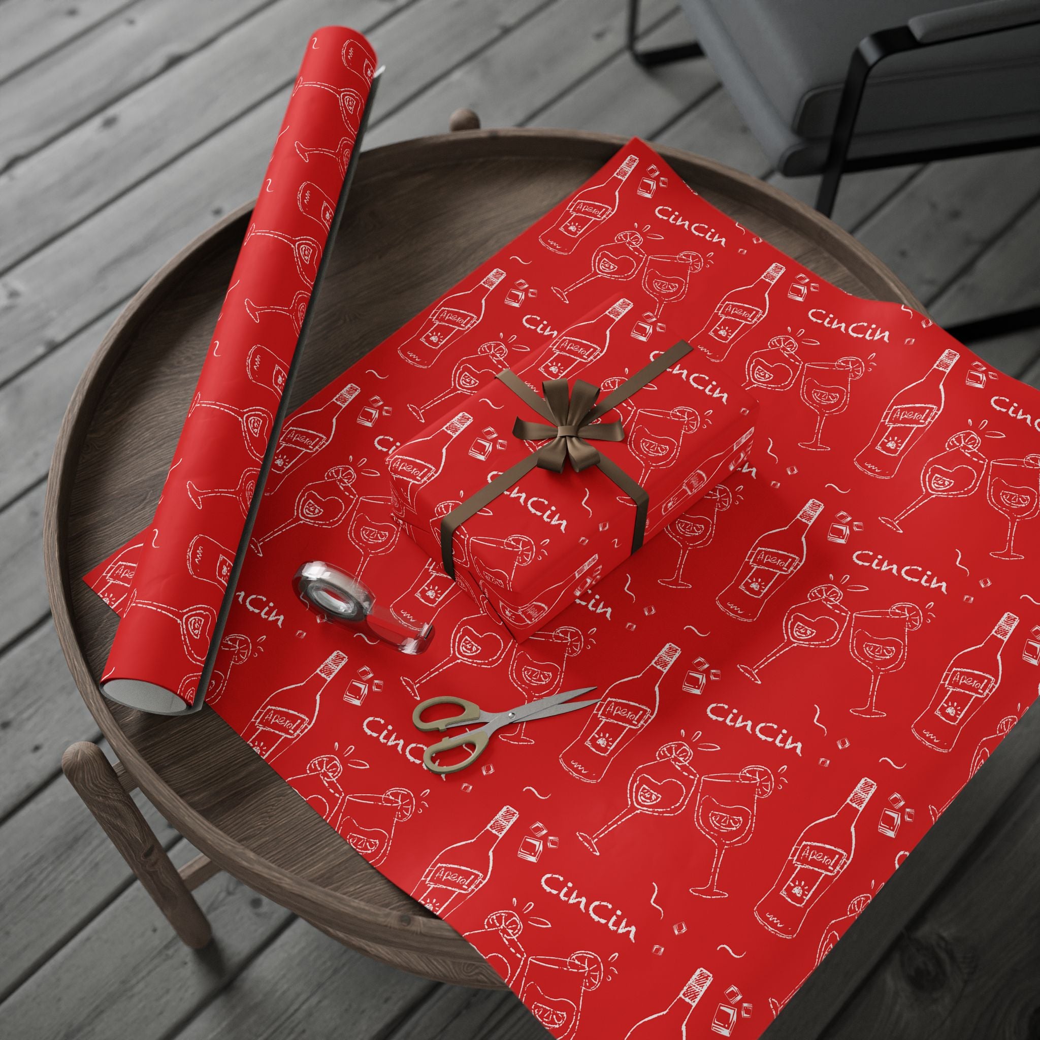 Cin Cin Peel Wrapping Paper Roll — Red Cin Cin Collection Inspired Design