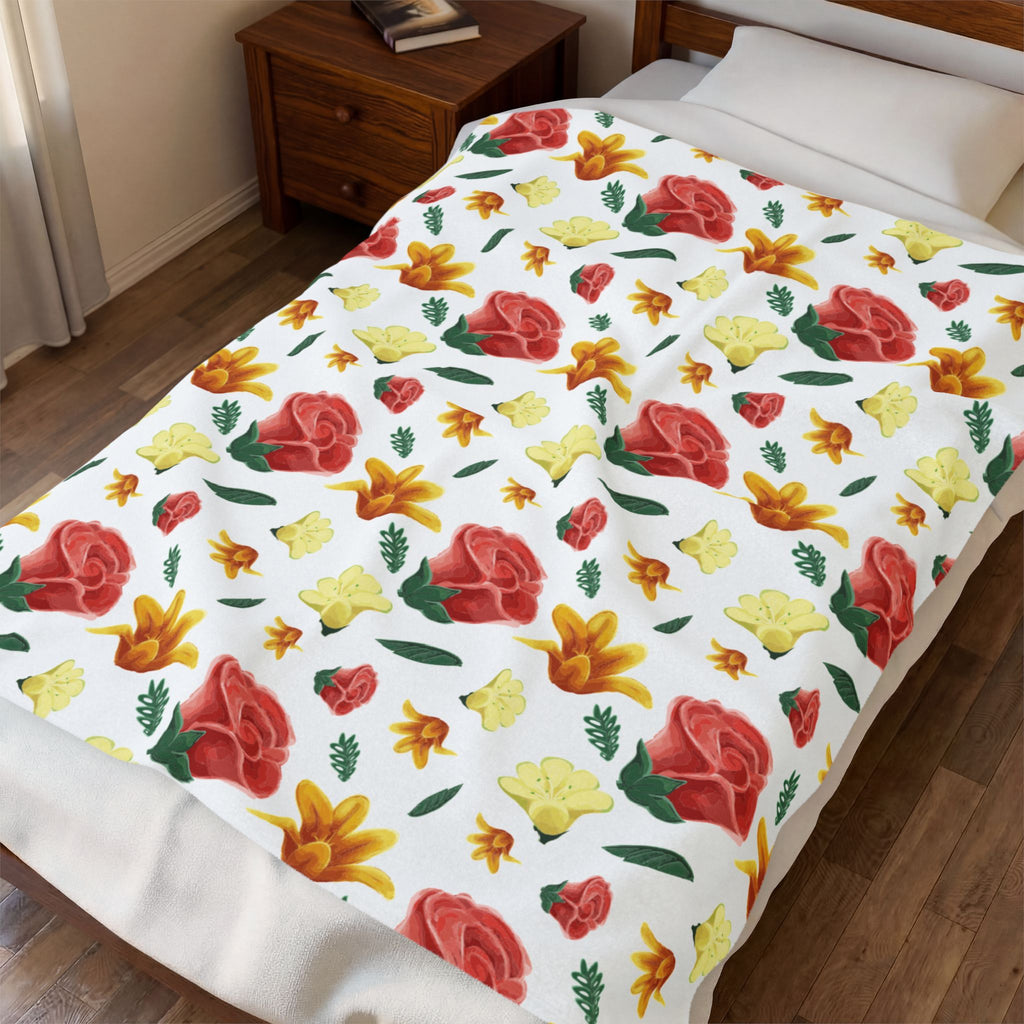 Mother’s Day Floral Plush Blanket – Cozy Throw Blanket Gift for Mom | Botanical Floral Design