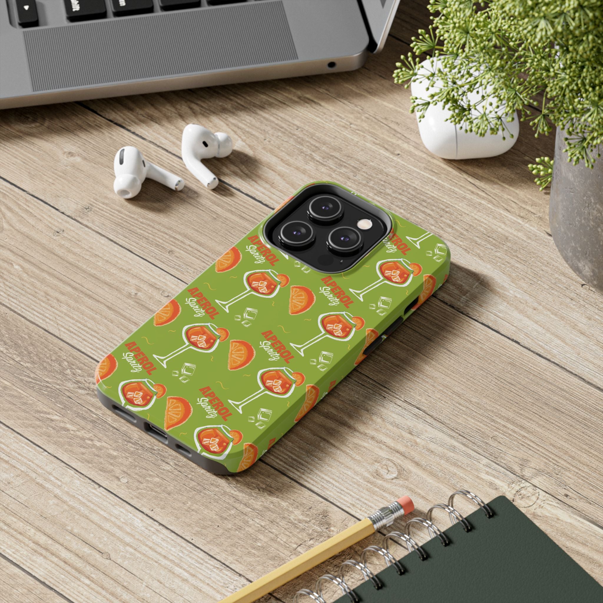 Aperol Spritz Pattern Tough Phone Case — Green Spritz Collection Inspired Design