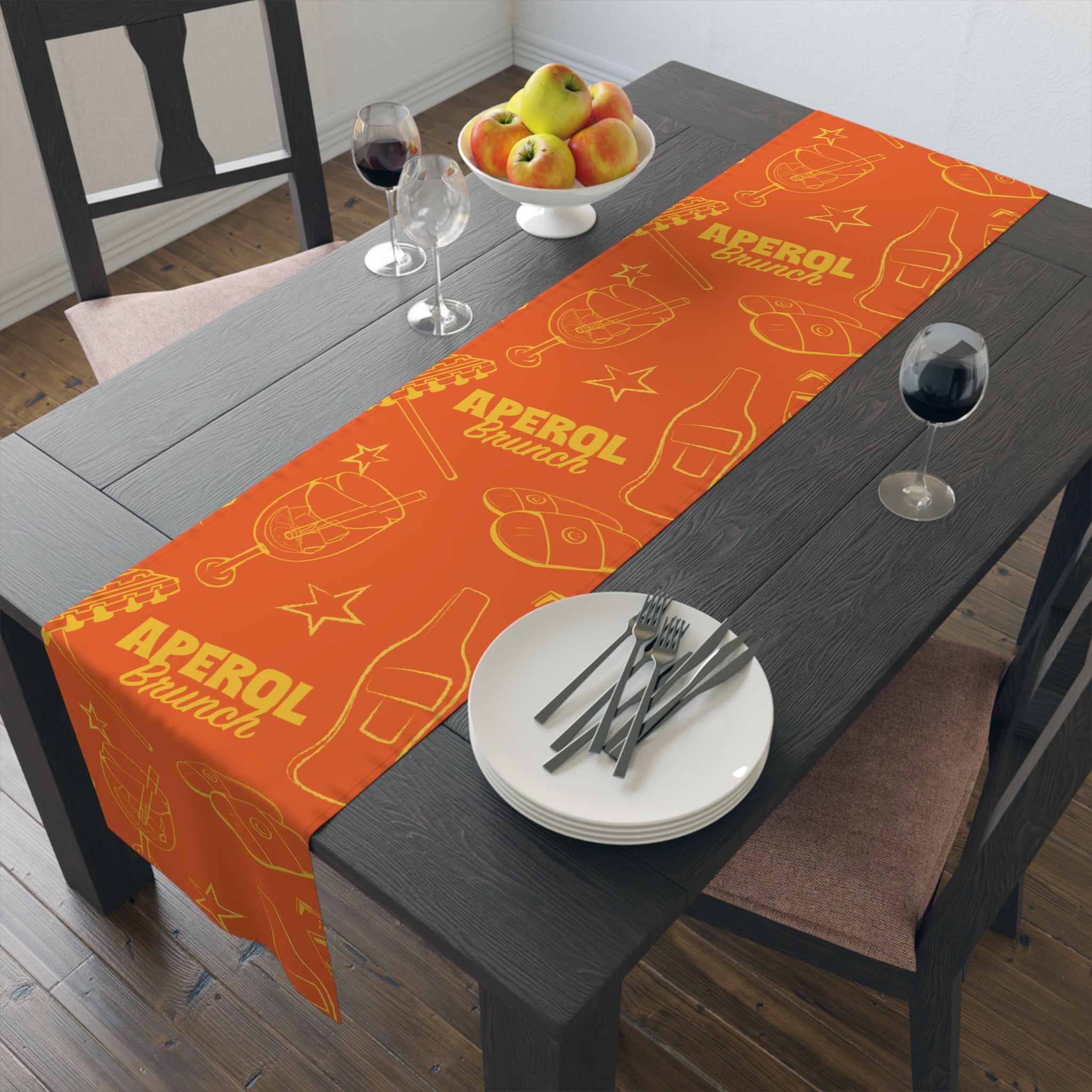 Aperol Brunch Table Runner - Orange and Yellow Brunch Inspired Design