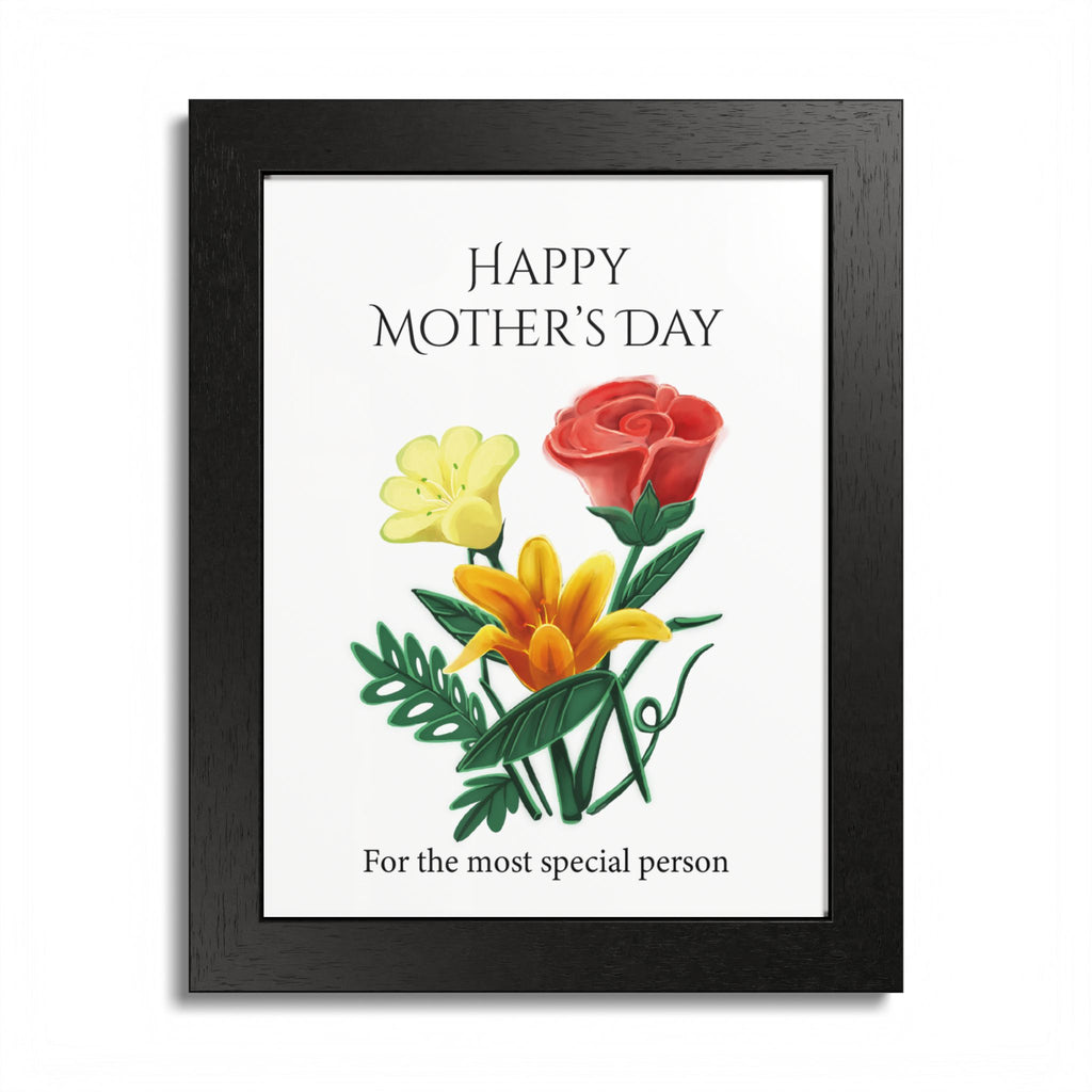 Mother’s Day Framed Floral Poster – Happy Mother’s Day Wall Art for Mom | Floral Gift Decor