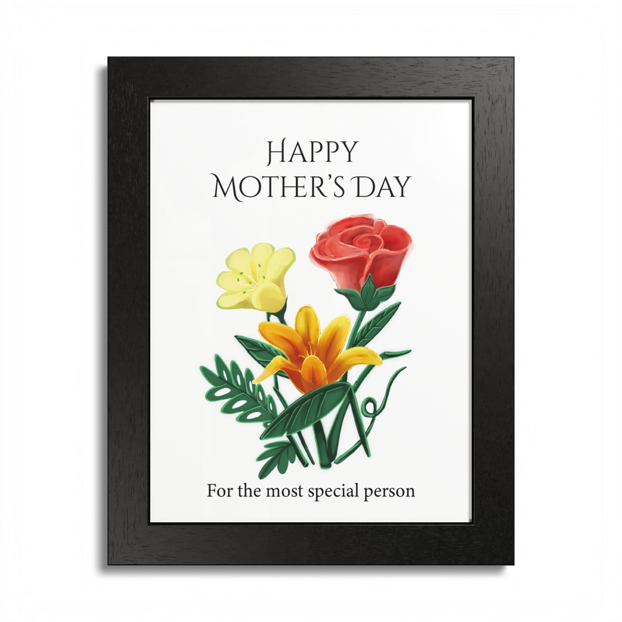Mother’s Day Framed Floral Poster – Happy Mother’s Day Wall Art for Mom | Floral Gift Decor