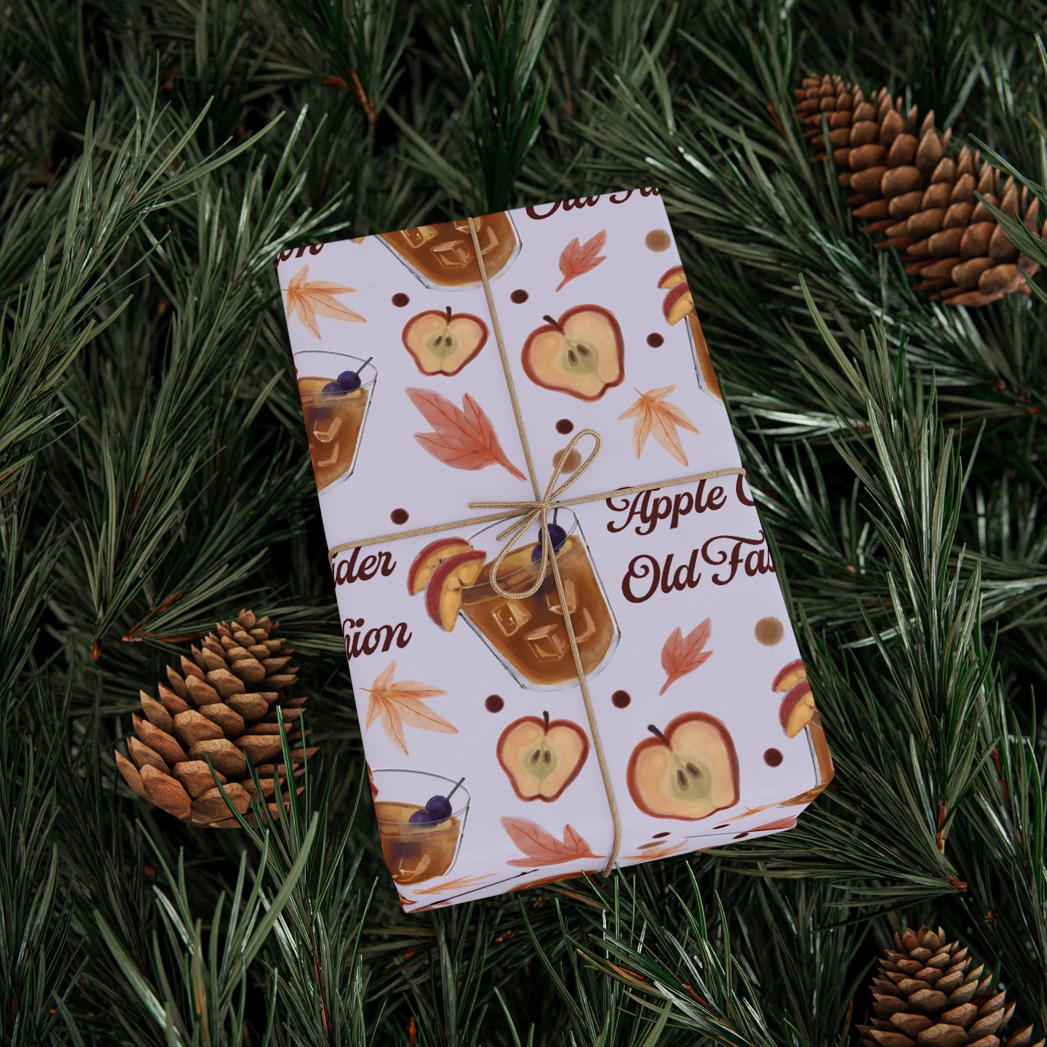 Apple Cider Old Fashioned Wrapping Paper Roll — Light Violet Apple Cider Collection Inspired Design