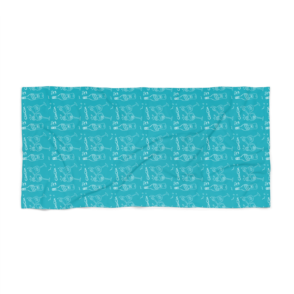 Cin Cin Spritz Beach Towel — Turquoise Citrus Cocktail Pattern