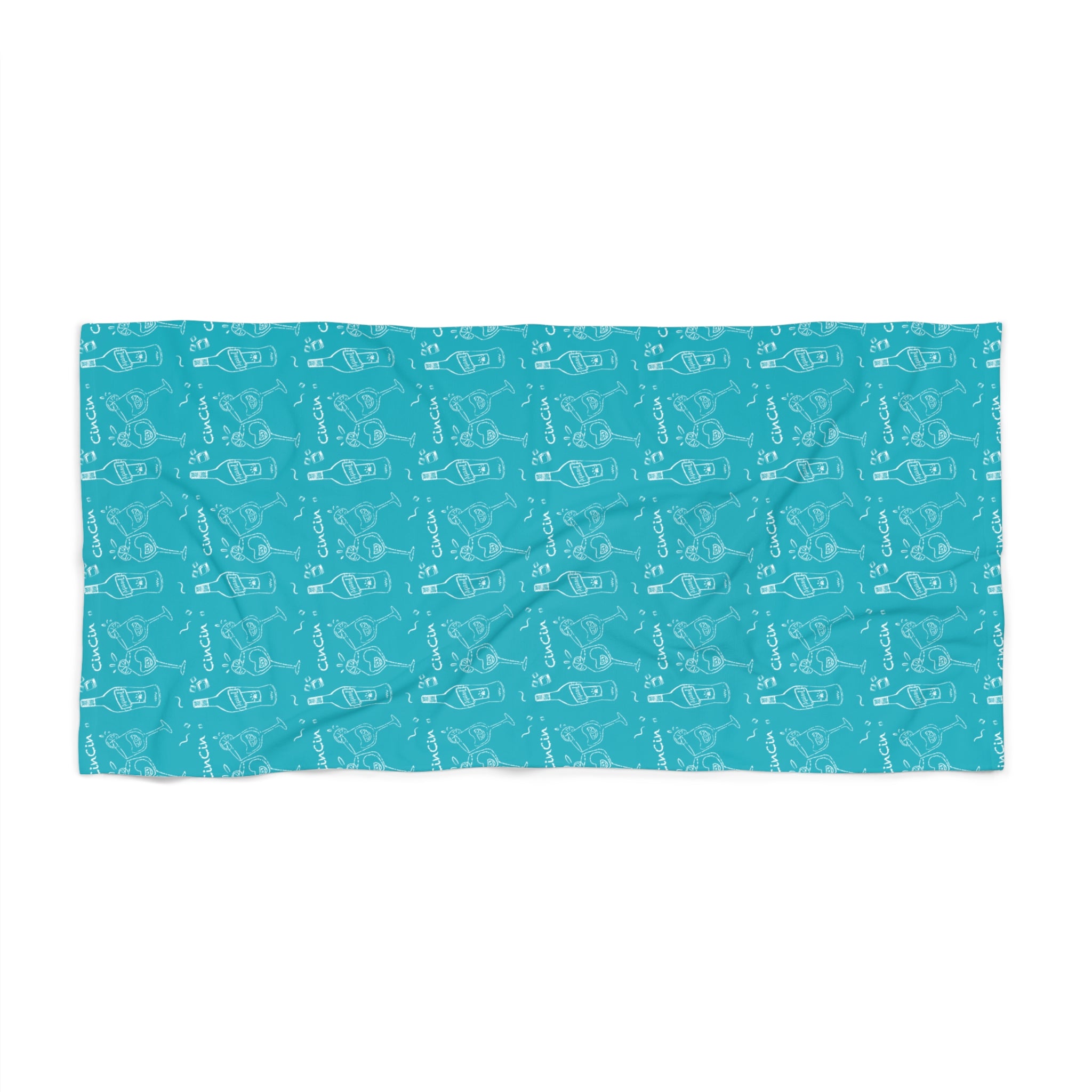 Cin Cin Spritz Beach Towel — Turquoise Citrus Cocktail Pattern