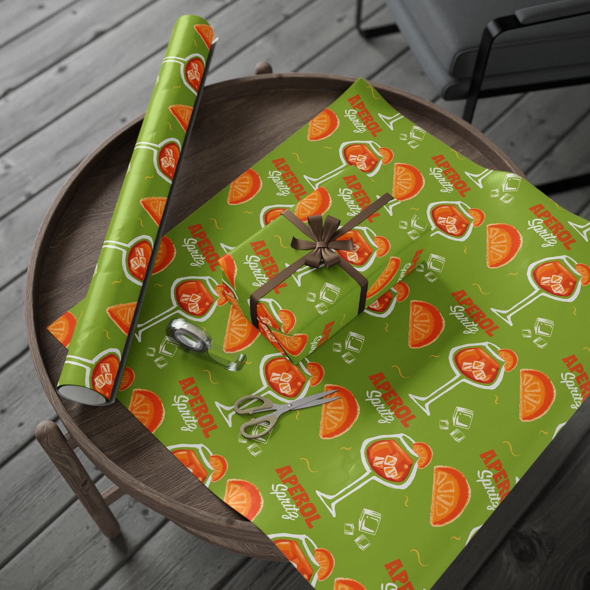 Aperol Spritz Peel Wrapping Paper Roll — Green Spritz Collection Inspired Design
