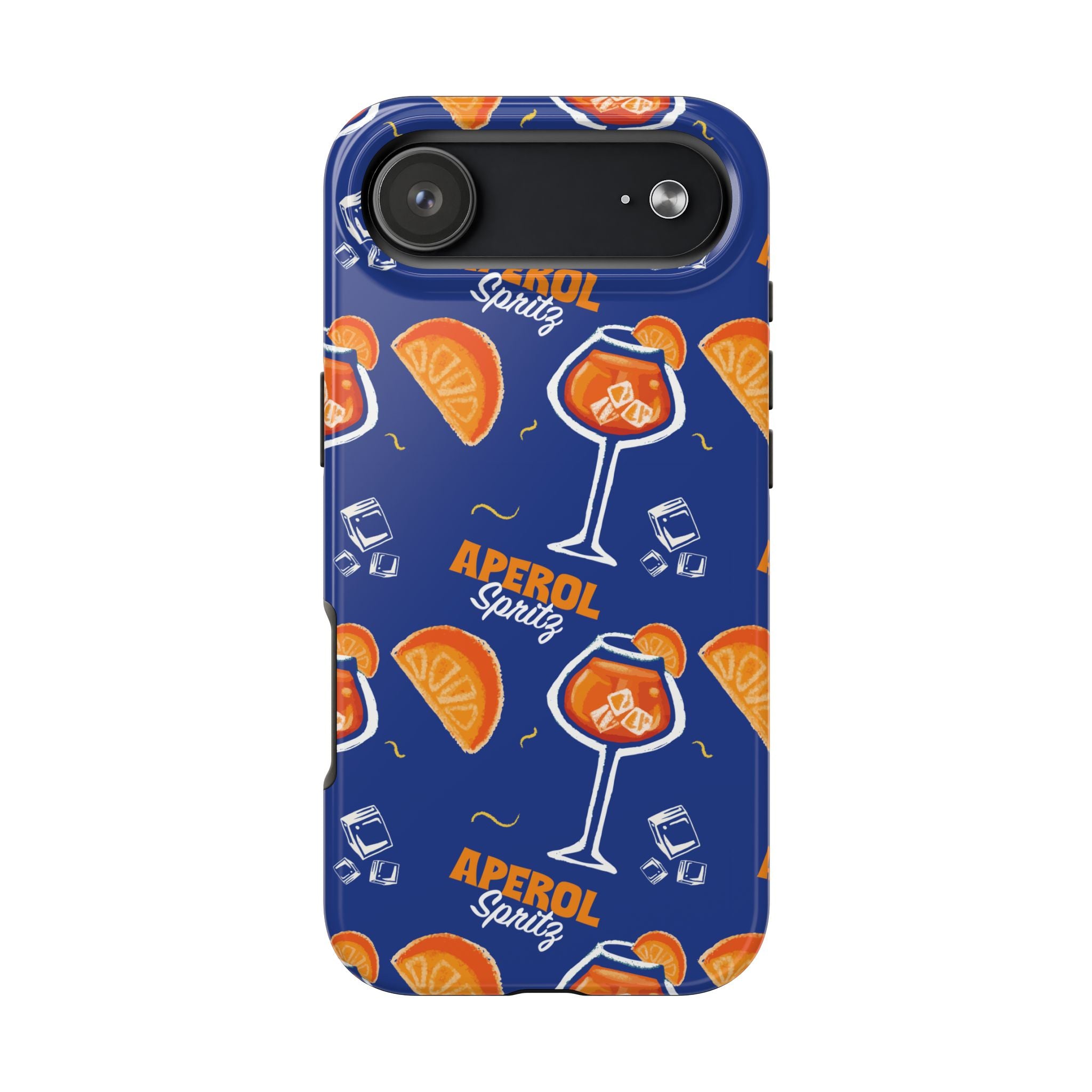 Aperol Spritz Tough Phone Case — Blue Cocktail Pattern Protective Cover