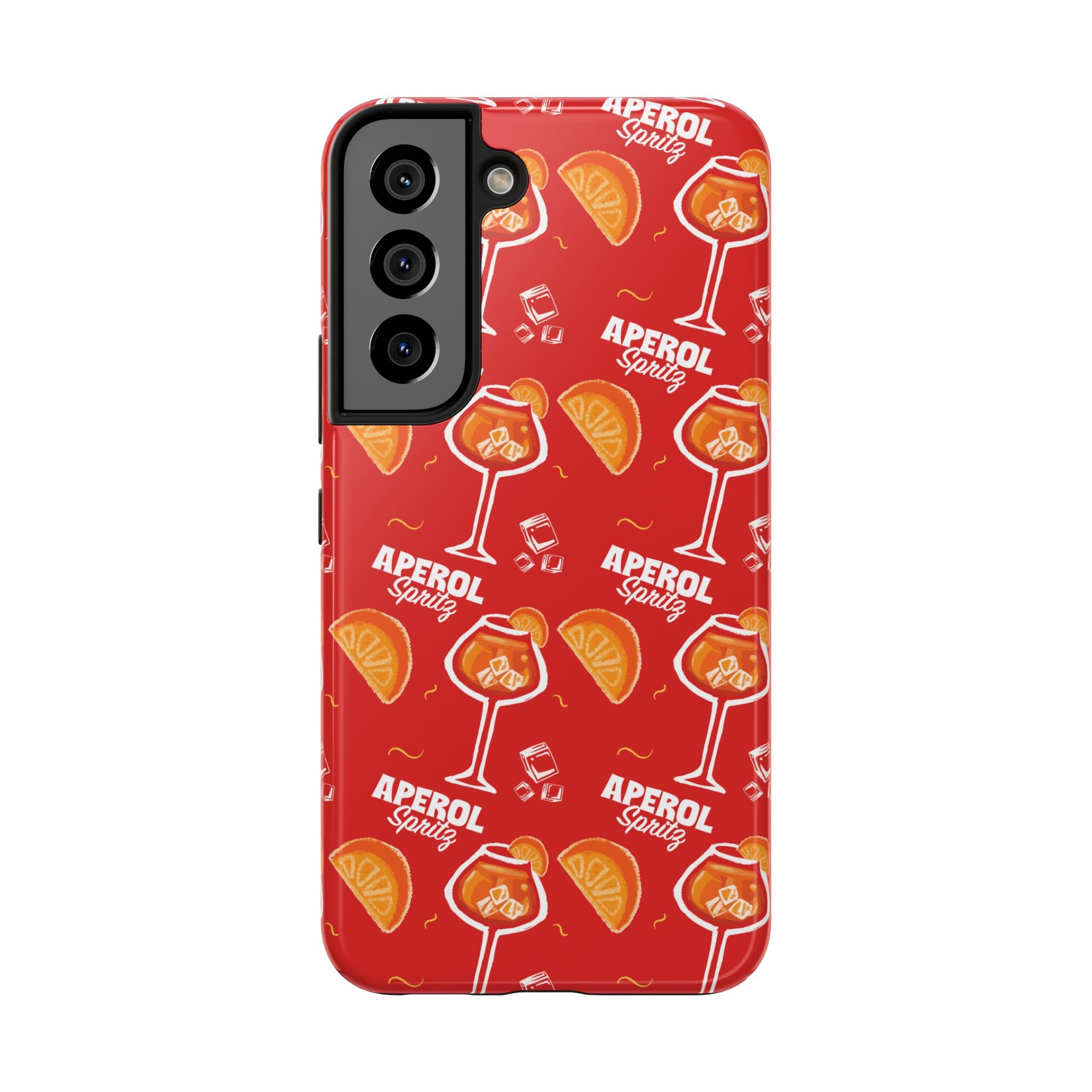 Aperol Spritz Tough Phone Case — Red Cocktail Pattern Protective Cover