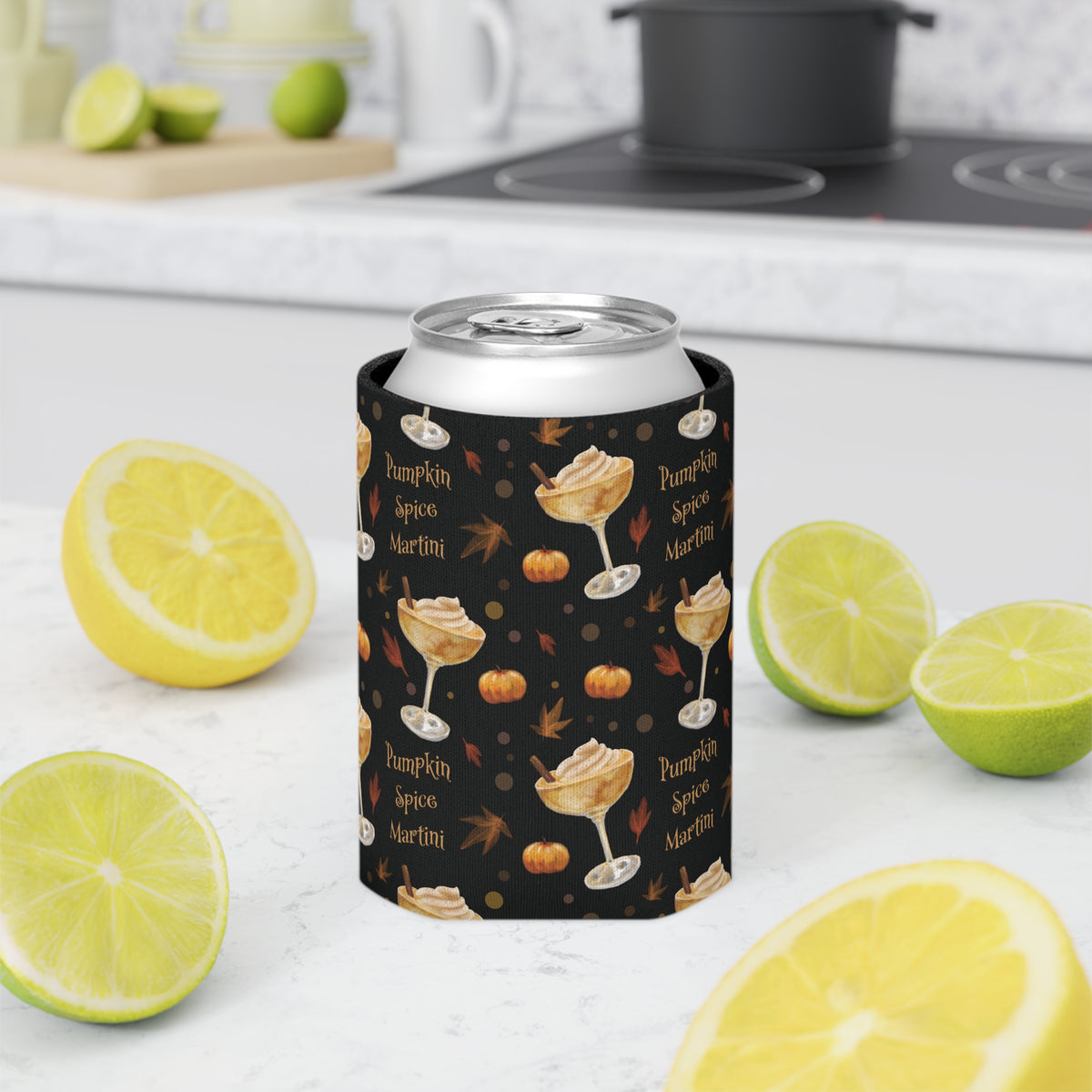 Pumpkin Spice Martini Can Cooler — Black Pumpkin Collection Inspired Design