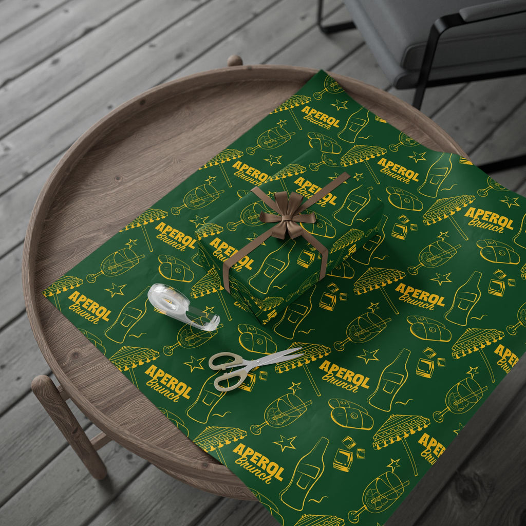 Aperol Brunch Peel Wrapping Paper Roll — Green Brunch Collection Inspired Design