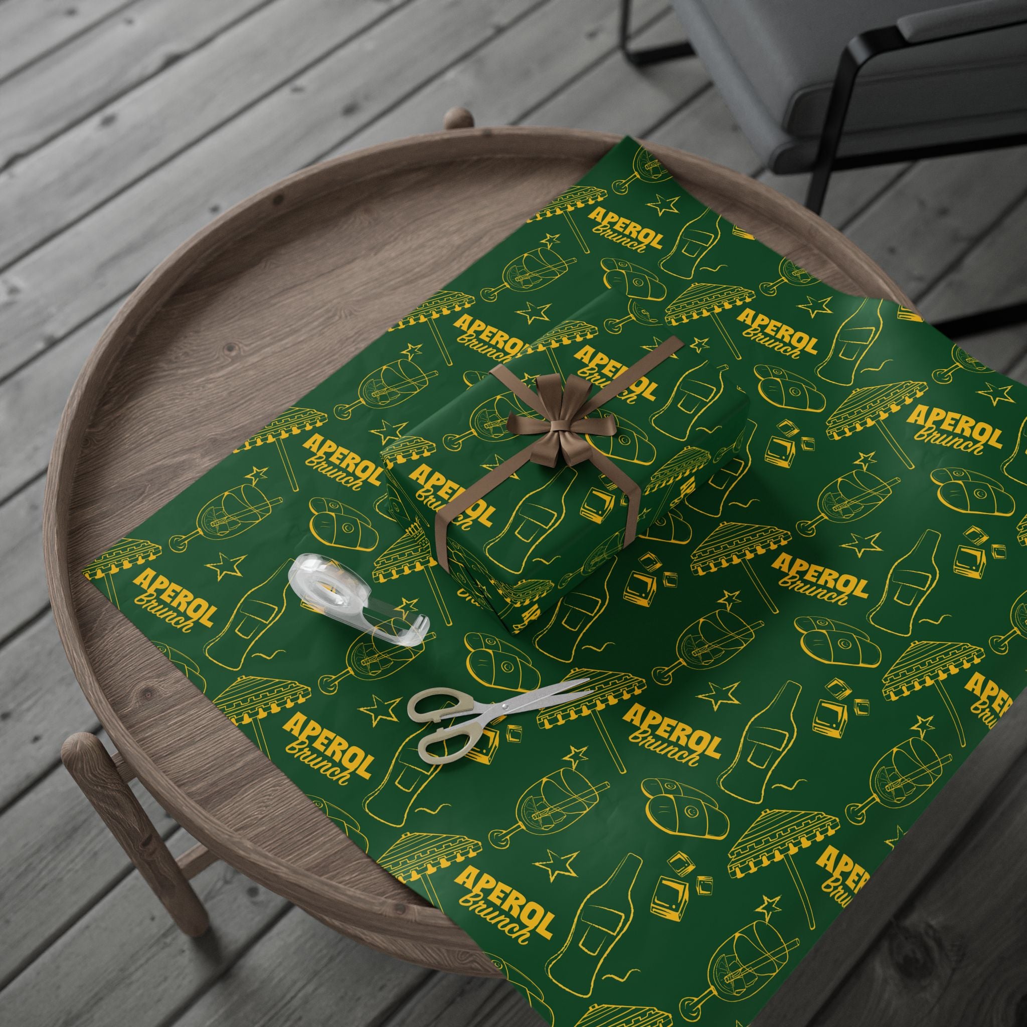 Aperol Brunch Peel Wrapping Paper Roll — Green Brunch Collection Inspired Design