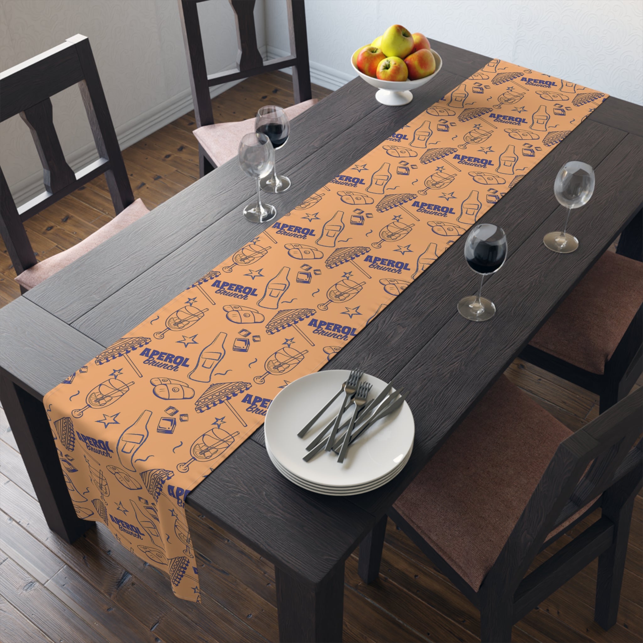 Aperol Brunch Table Runner — Orange Citrus Summer Decor