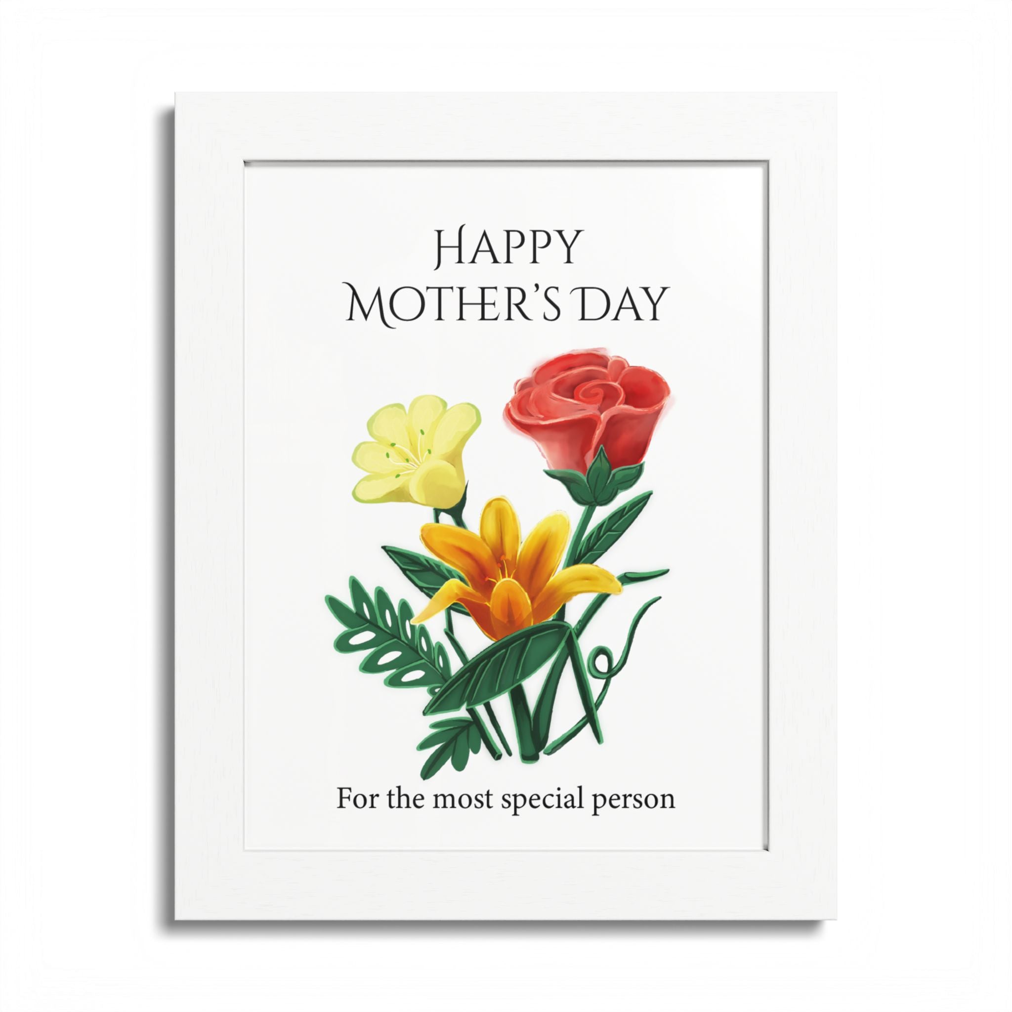 Mother’s Day Framed Floral Poster – Happy Mother’s Day Wall Art for Mom | Floral Gift Decor
