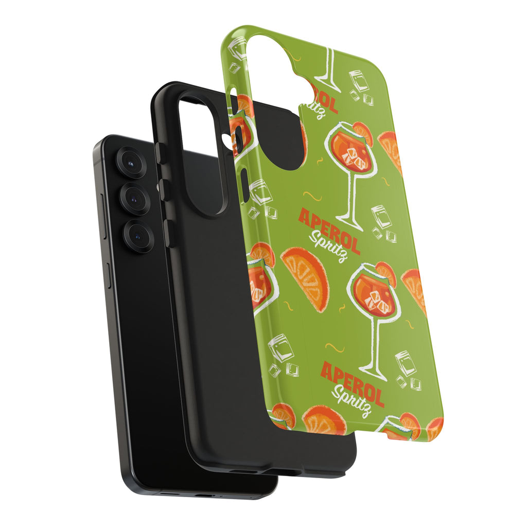 Aperol Spritz Tough Phone Case — Green Cocktail Pattern Phone Cover