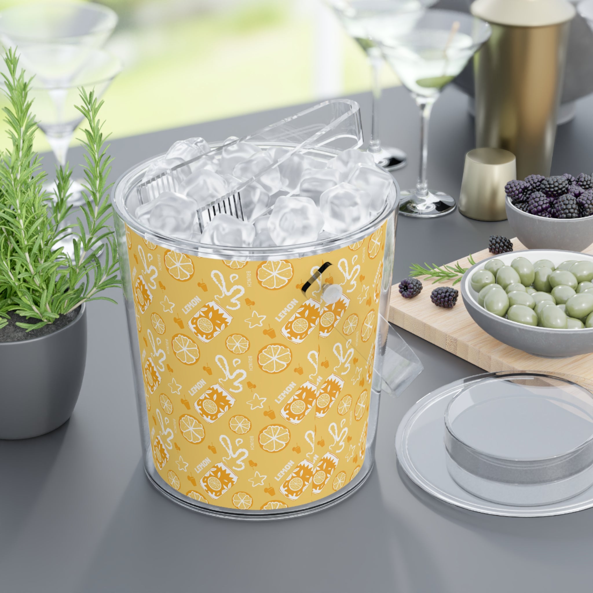 Lemon Fruit Brunch Ice Bucket with Tongs — Lemon Brunch Collection Inspired Design