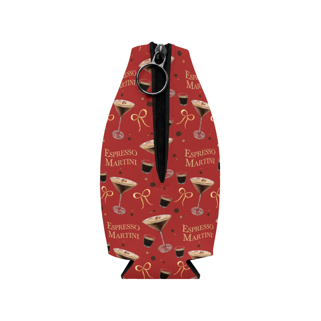 Espresso Martini Zip-Up Bottle Cooler Sleeve — Red Espresso Collection Inspired Design