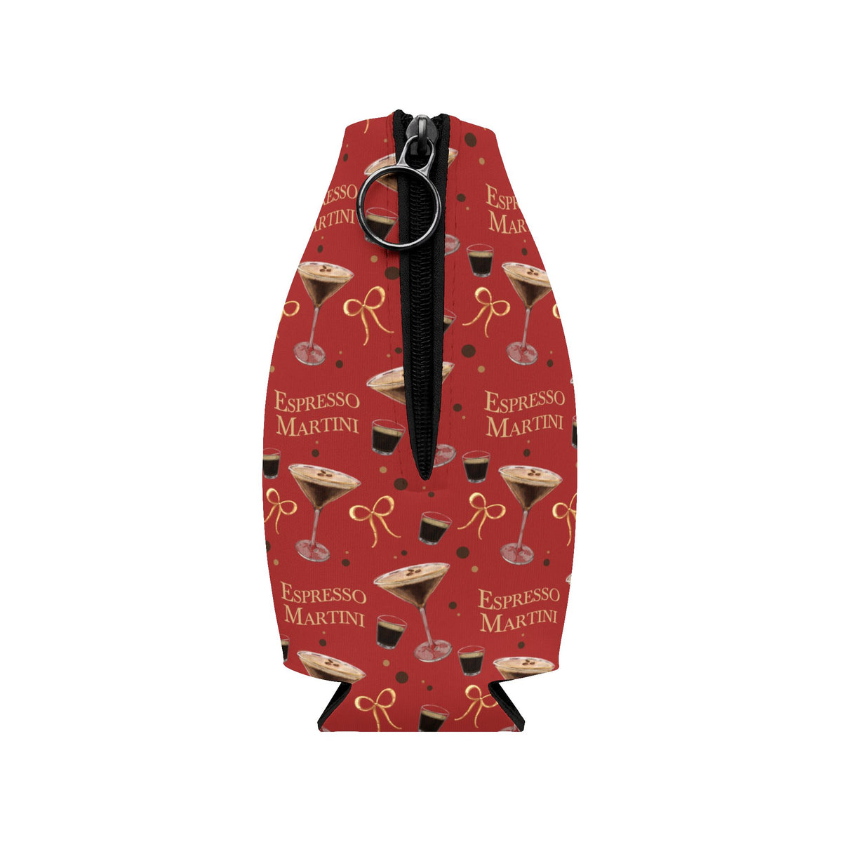 Espresso Martini Zip-Up Bottle Cooler Sleeve — Red Espresso Collection Inspired Design