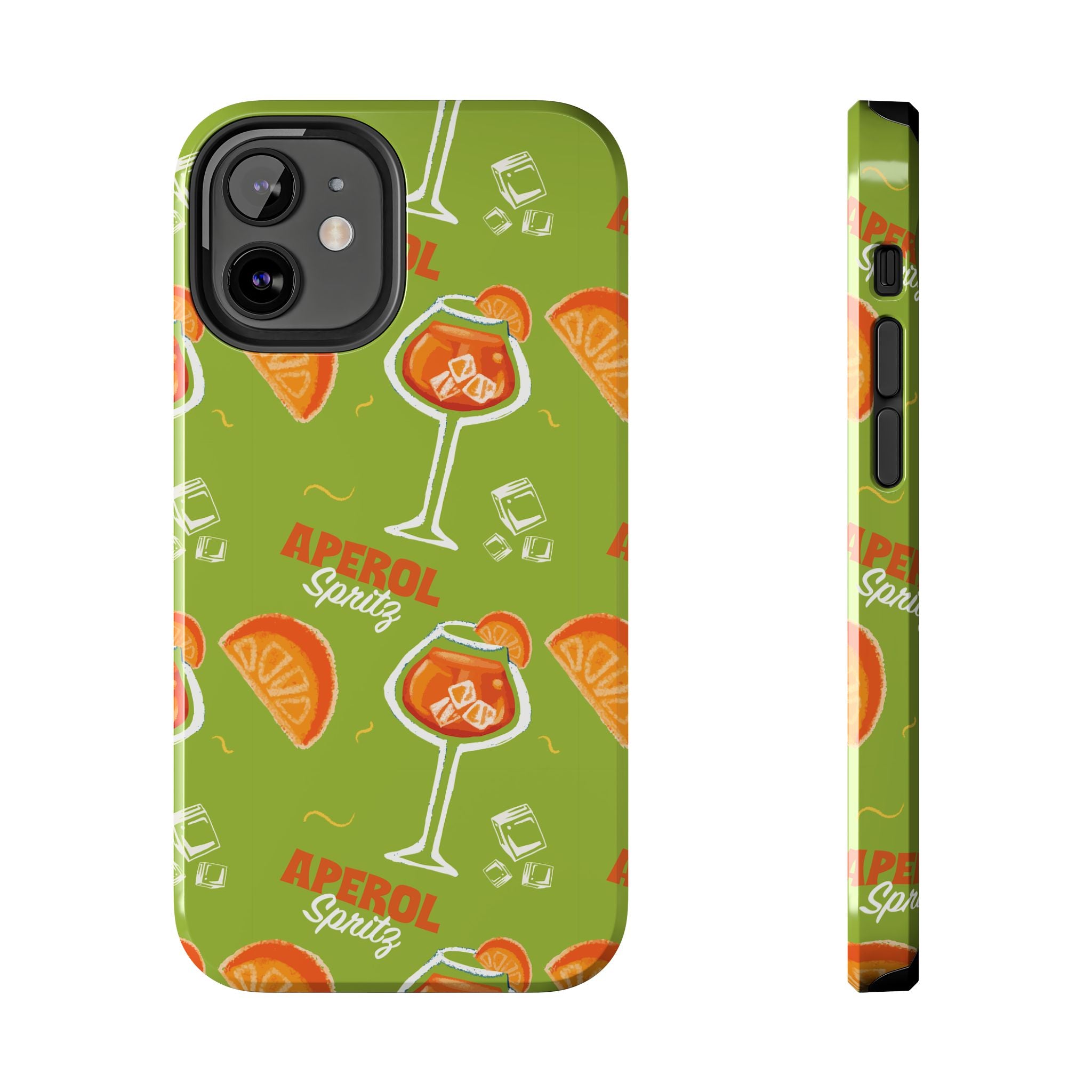 Aperol Spritz Tough Phone Case — Green Cocktail Pattern Phone Cover