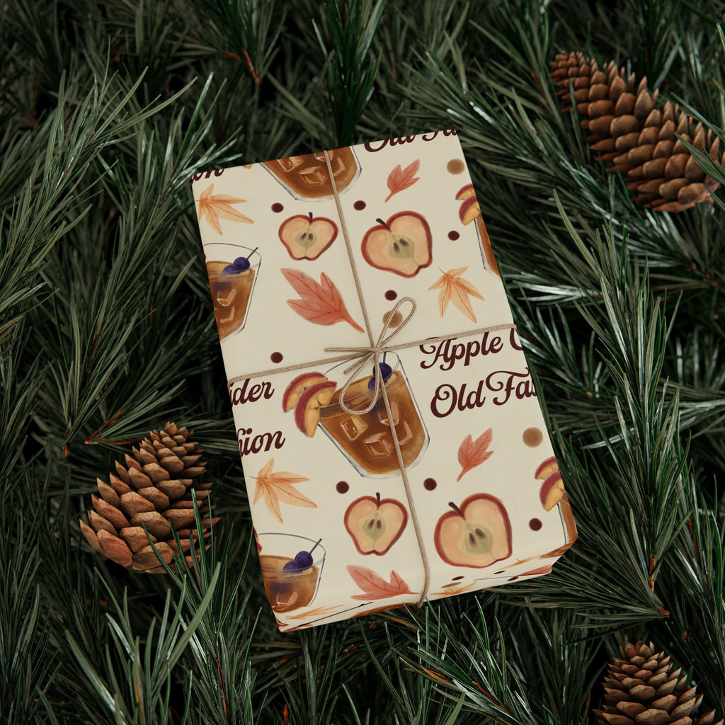 Apple Cider Old Fashioned Wrapping Paper Roll — Beige Apple Cider Collection Inspired Design