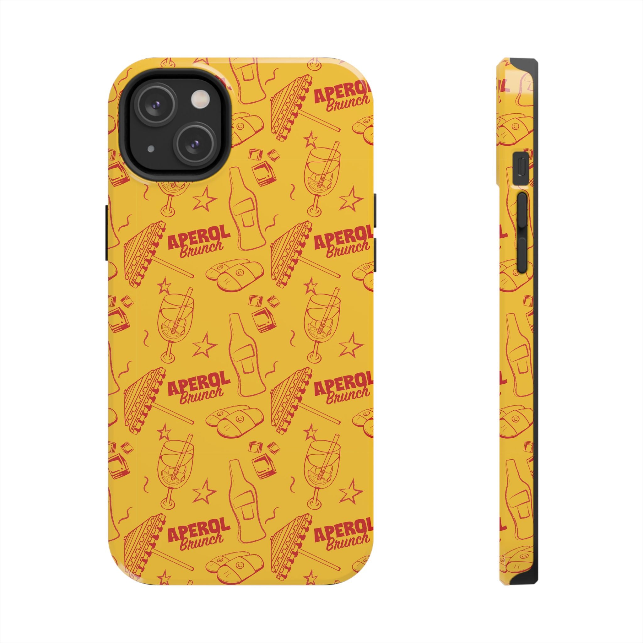 Aperol Brunch Tough Phone Case — Yellow Cocktail Patterned Protective Cover