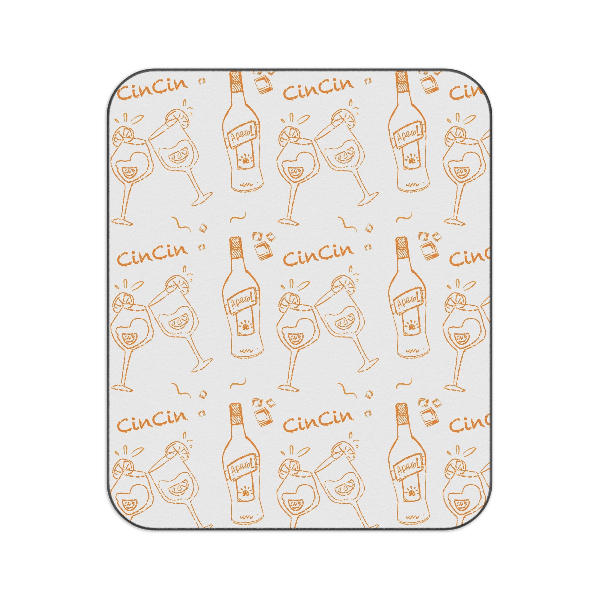 Cin Cin Cocktail Picnic Blanket — White & Orange Aperol Inspired Design