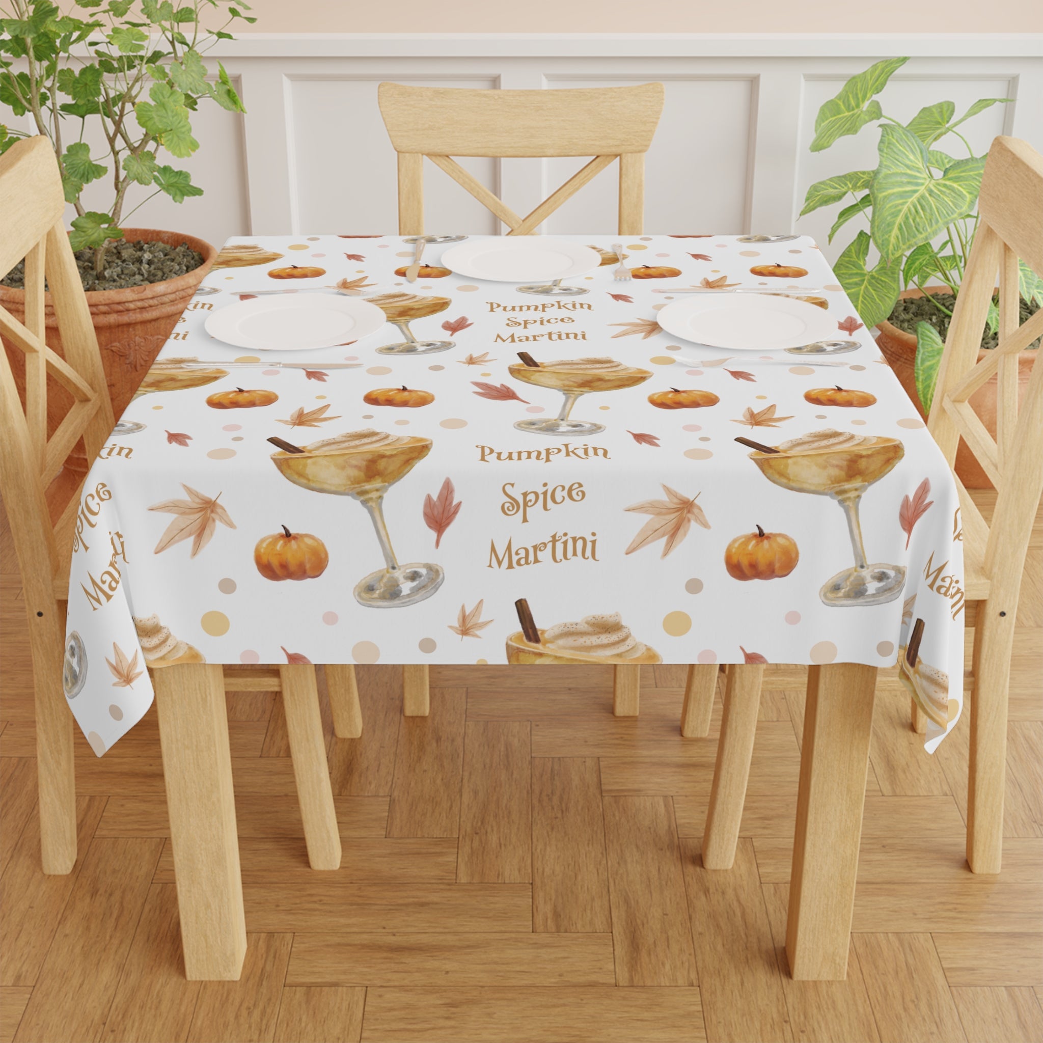 Pumpkin Spice Martini Tablecloth — White Pumpkin Collection Inspired Design