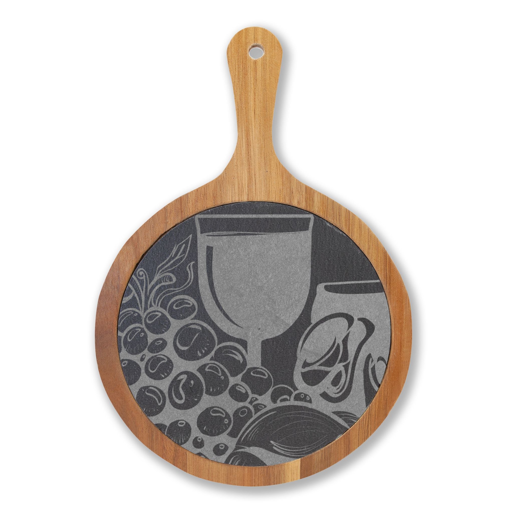 Engraved Bamboo Charcuterie Board with Slate Inset & Cheese Tools