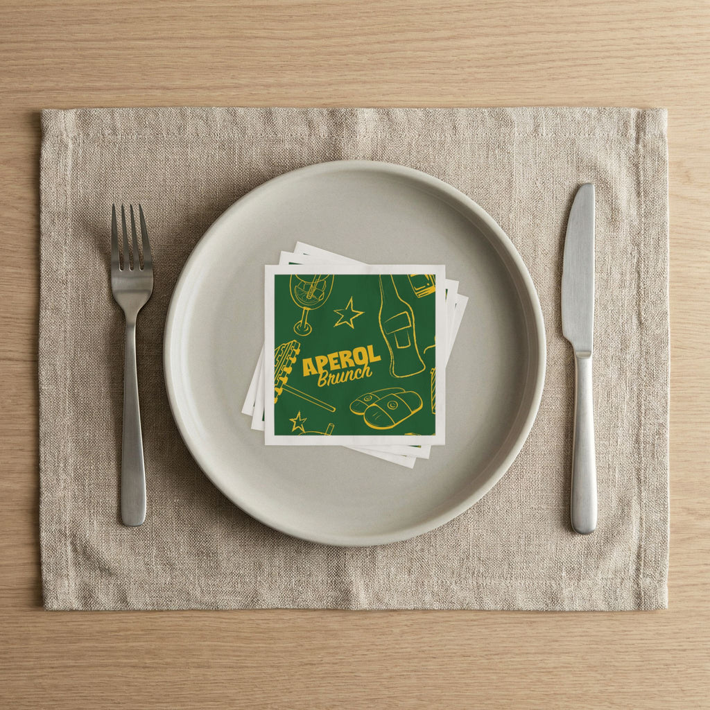 Aperol Brunch Cocktail Napkins (Pack of 50) – Green Paper Napkins, Cocktail Party Decor, Brunch Beverage Napkins, Hostess Gift