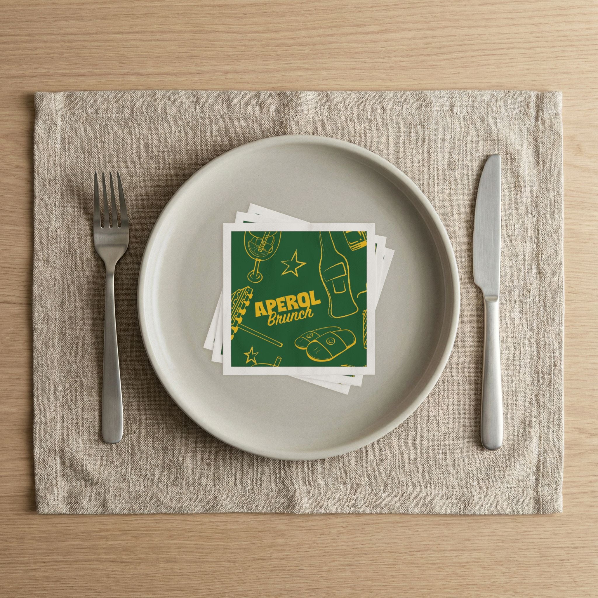 Aperol Brunch Cocktail Napkins (Pack of 50) – Green Paper Napkins, Cocktail Party Decor, Brunch Beverage Napkins, Hostess Gift