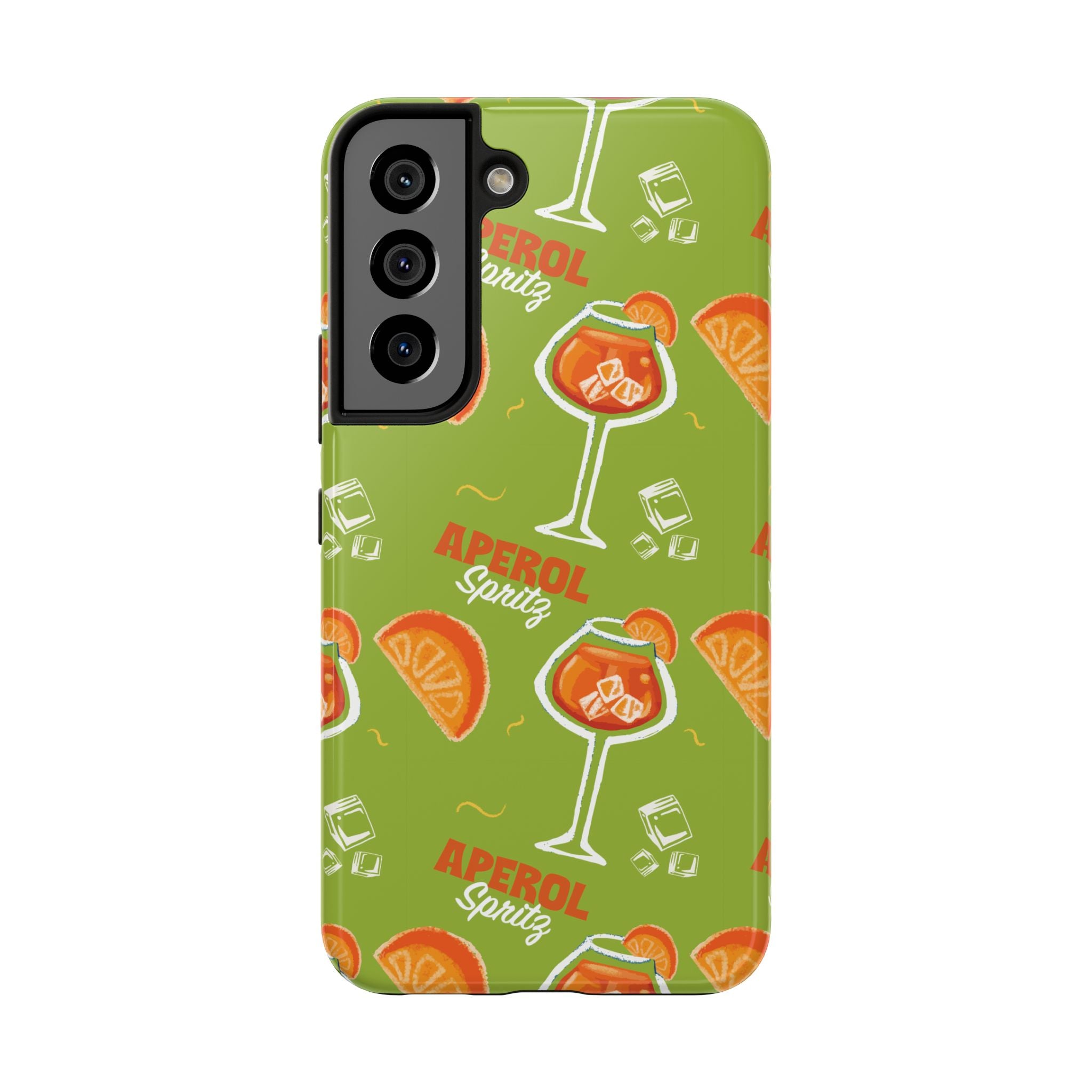 Aperol Spritz Tough Phone Case — Green Cocktail Pattern Phone Cover
