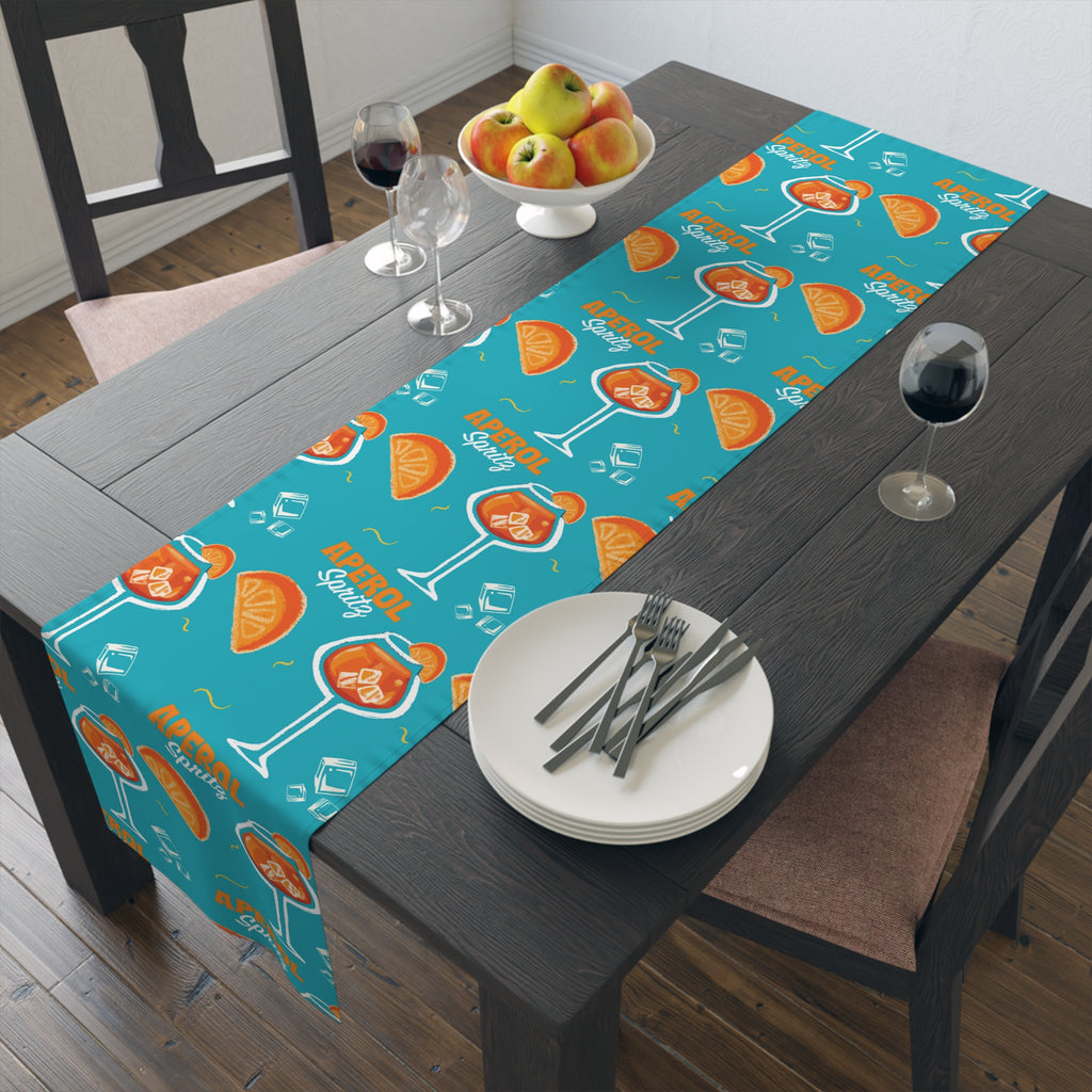 Aperol Spritz Table Runner – Turquoise Cocktail Party Decor