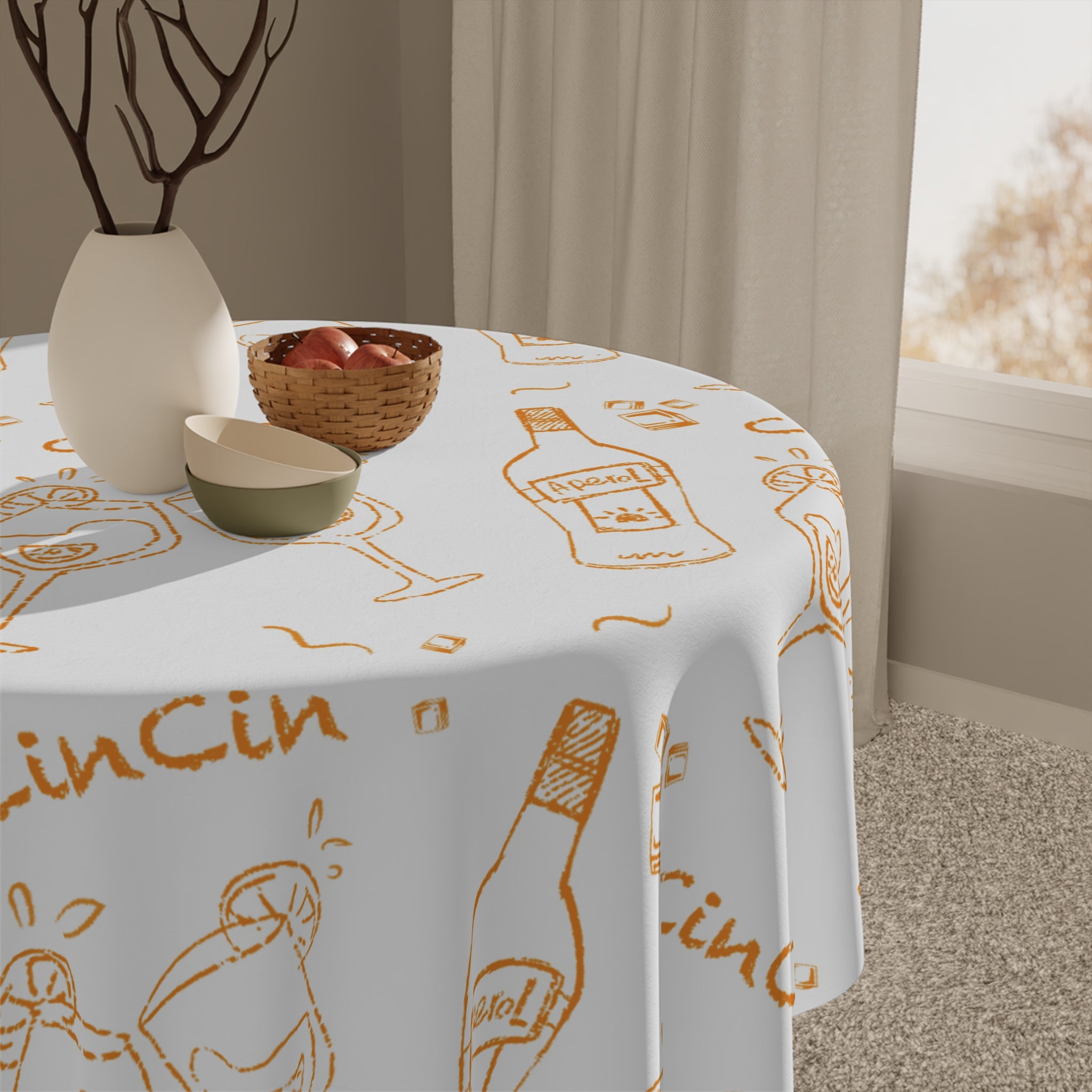CinCin Brunch Tablecloth — White Cin Cin Brunch Collection Inspired Design