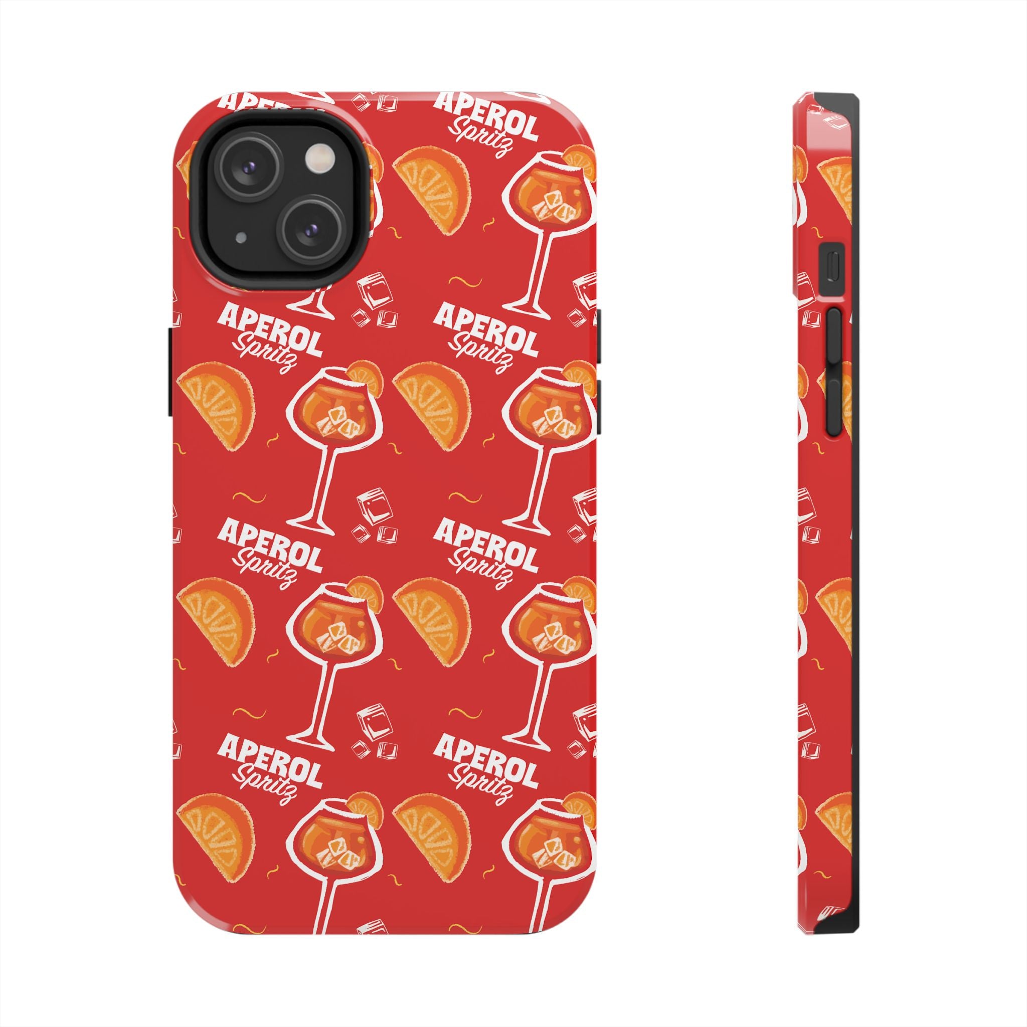 Aperol Spritz Tough Phone Case — Red Cocktail Pattern Protective Cover