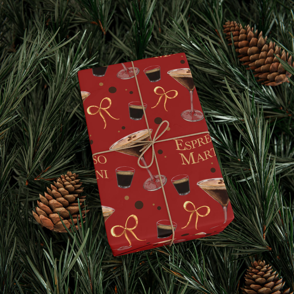Espresso Martini Wrapping Paper Roll — Red Espresso Collection Inspired Design