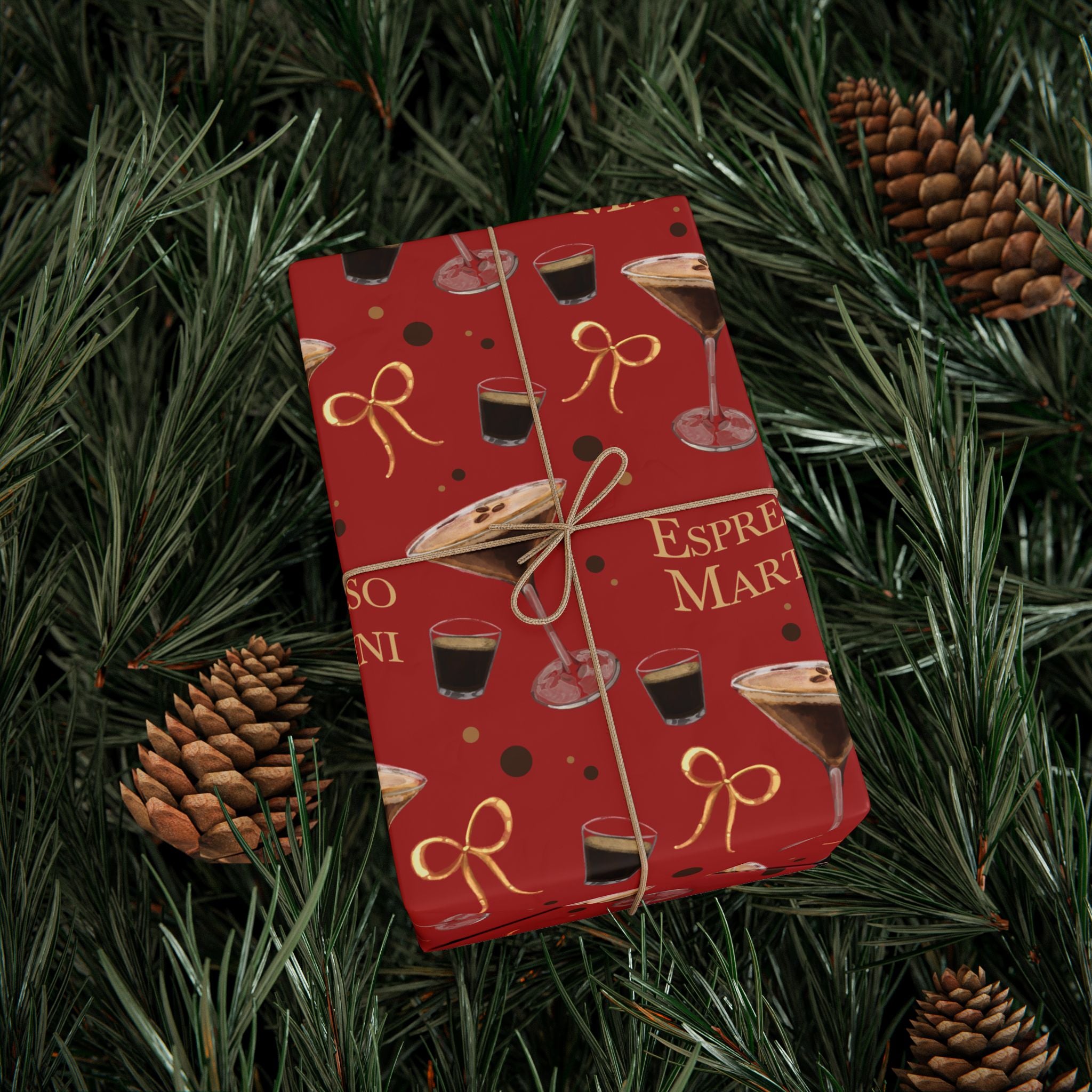Espresso Martini Wrapping Paper Roll — Red Espresso Collection Inspired Design
