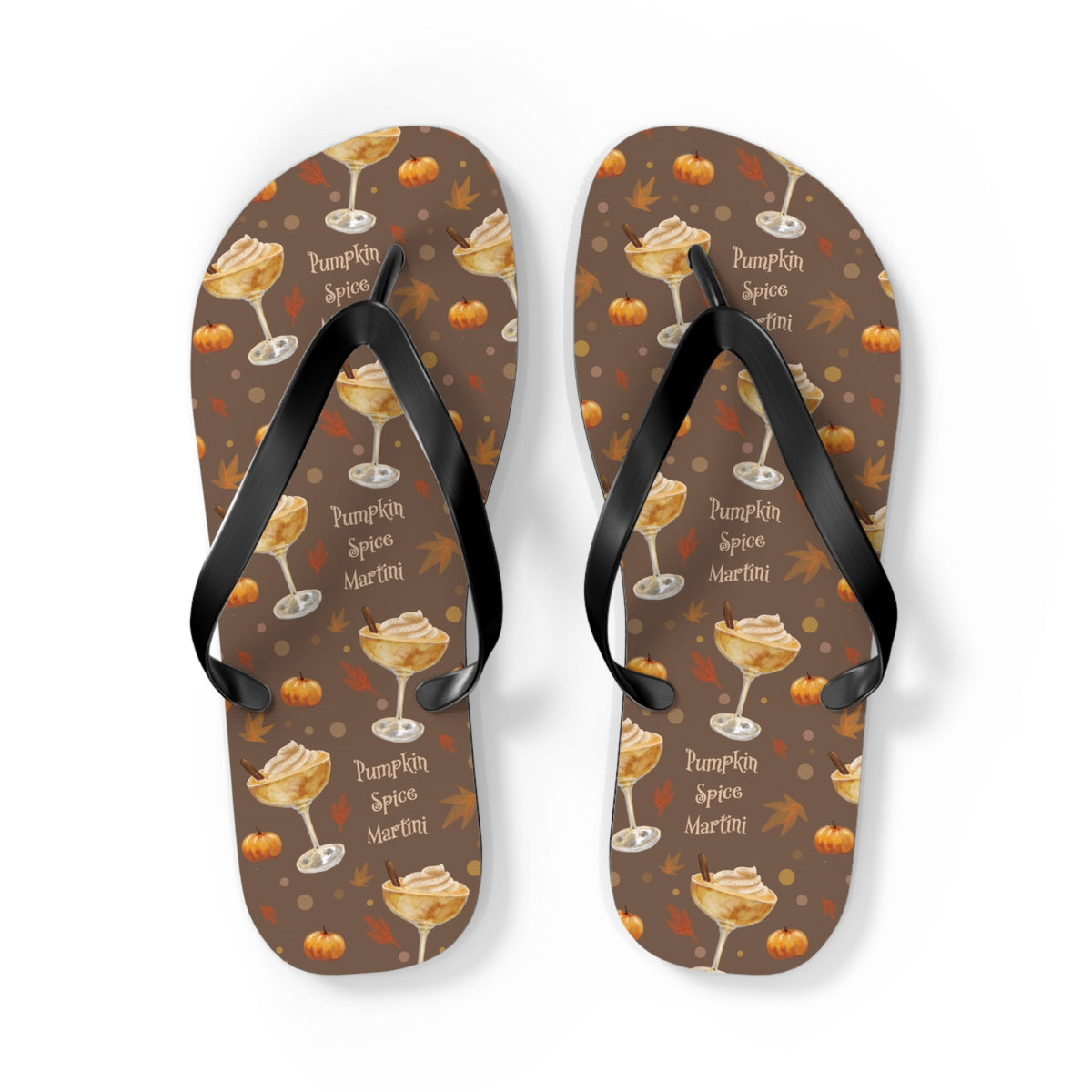 Pumpkin Spice Martini Flip Flops — Brown Pumpkin Collection Inspired Design