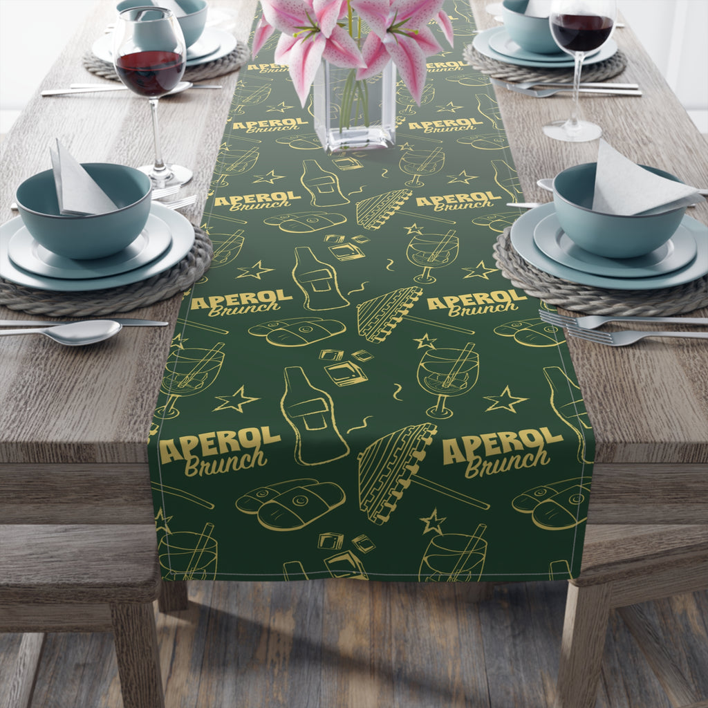 Aperol Brunch Table Runner — Green Citrus Summer Decor