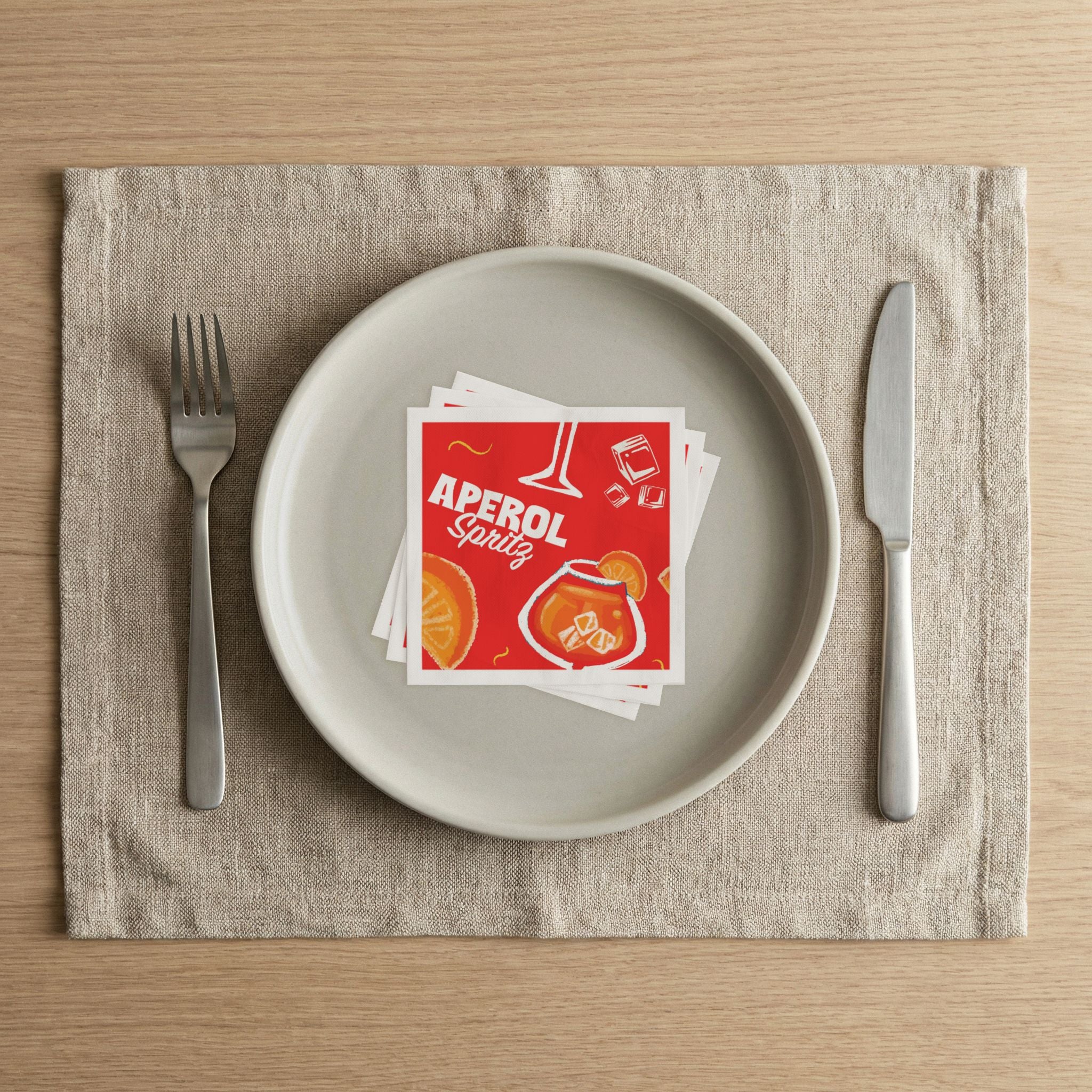 Aperol Brunch Cocktail Napkins (Pack of 50) – Red Paper Napkins, Cocktail Party Decor, Brunch Beverage Napkins, Hostess Gift
