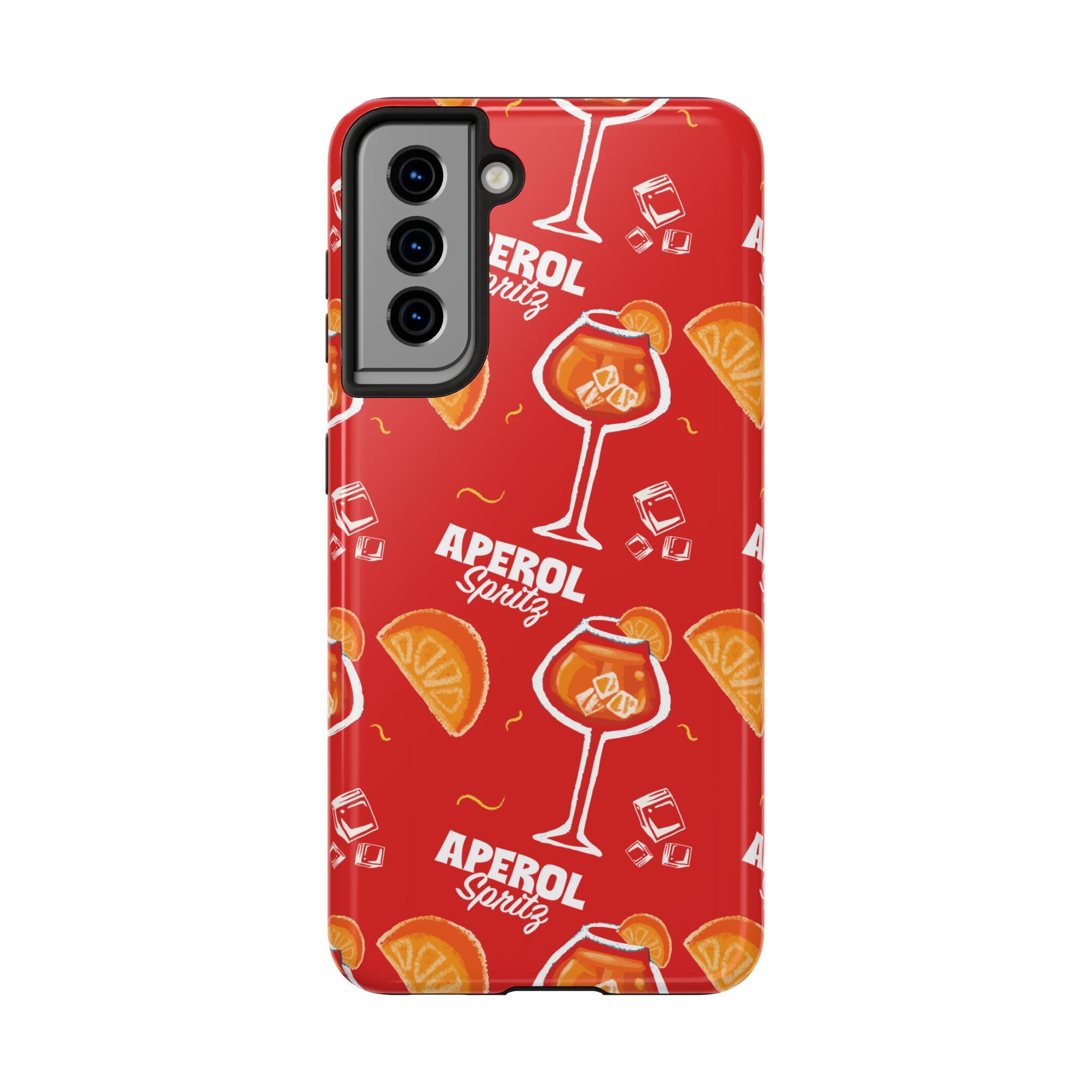 Aperol Spritz Tough Phone Case — Red Cocktail Pattern Protective Cover