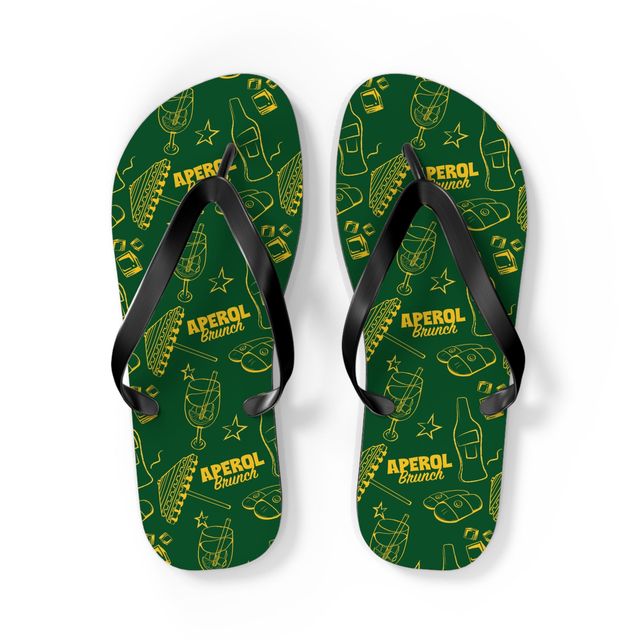 Aperol Brunch Flip Flops — Green Brunch Aperol Inspired Design