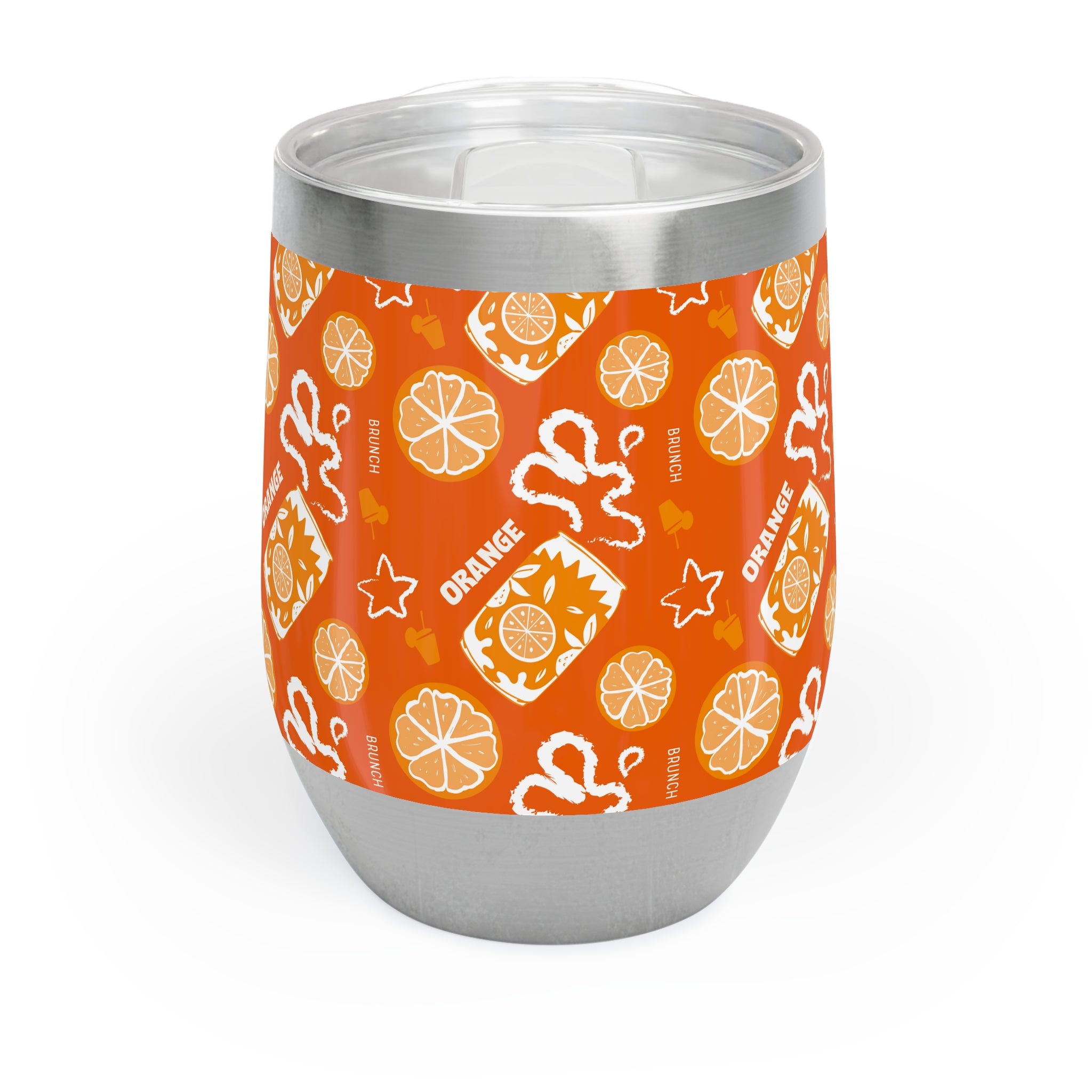 Orange Fruit Pattern Wine Tumbler — Orange Aperol Inspired Design