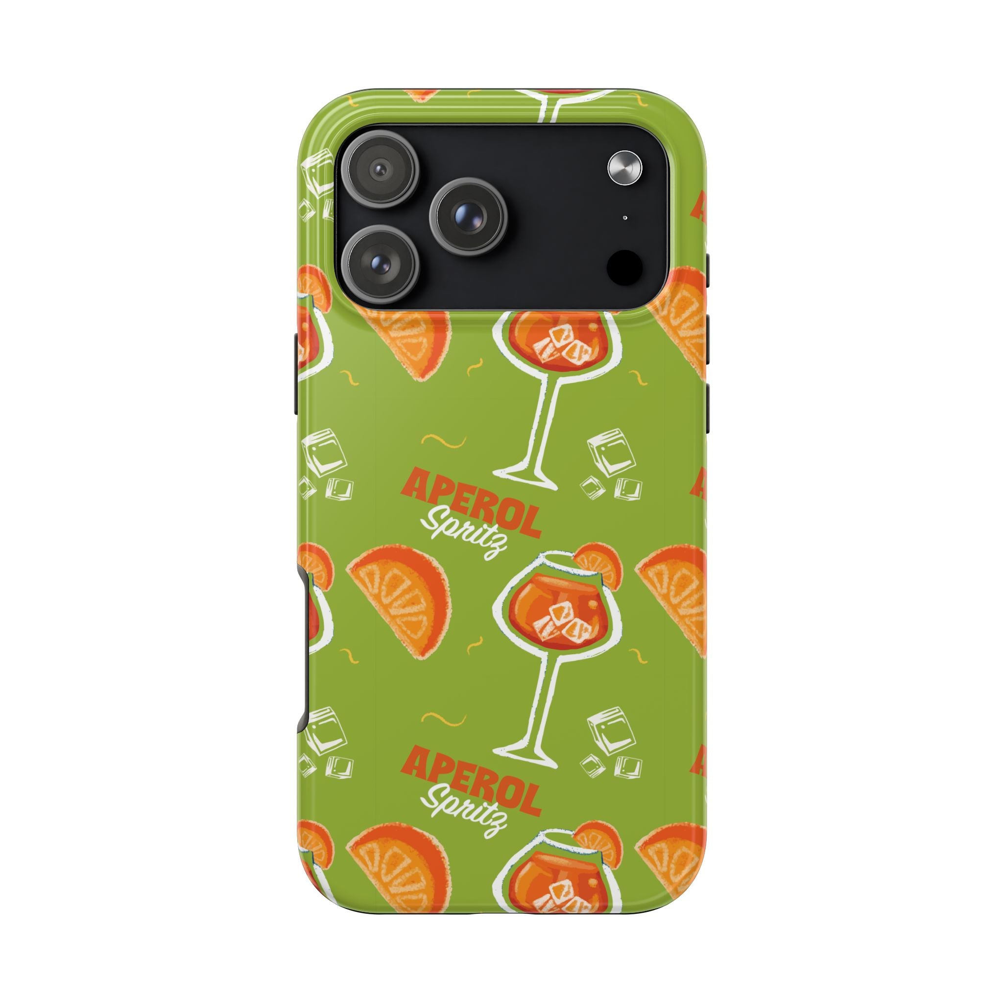 Aperol Spritz Tough Phone Case — Green Cocktail Pattern Phone Cover