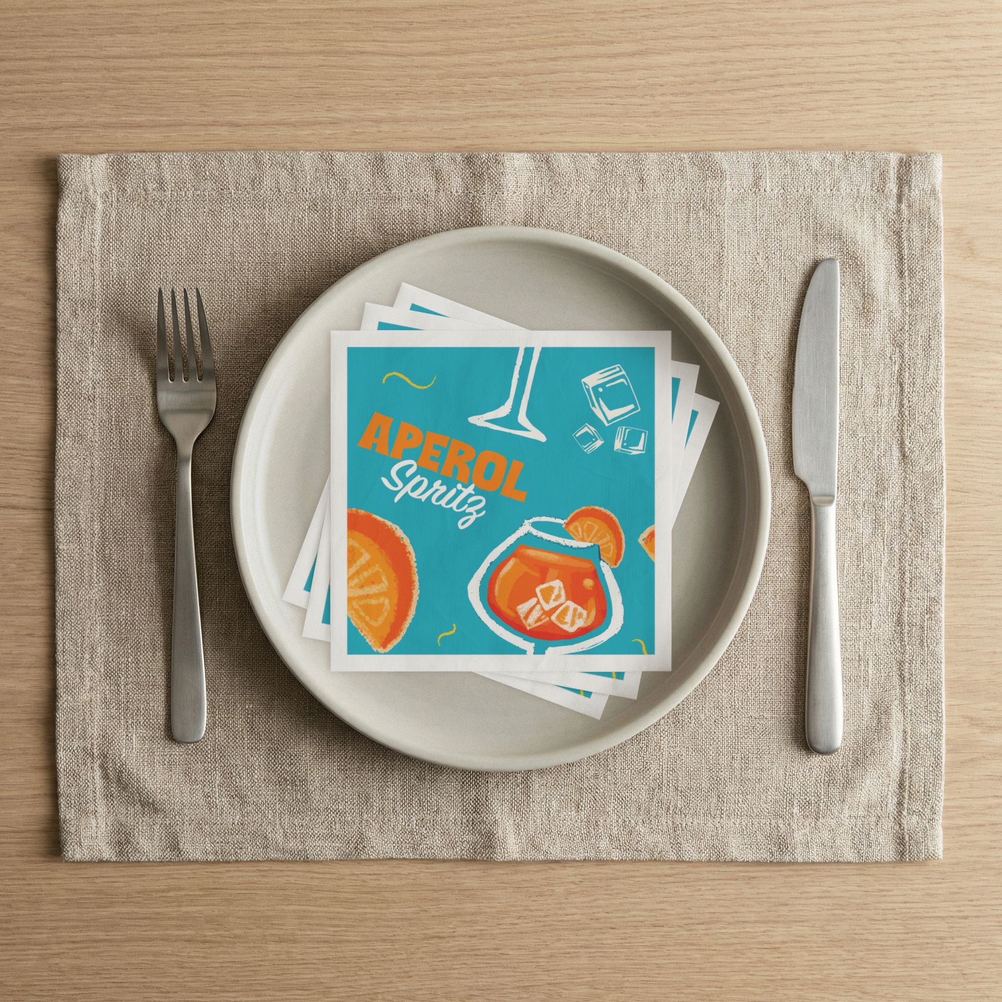 Aperol Brunch Cocktail Napkins (Pack of 50) – Turquoise Paper Napkins, Cocktail Party Decor, Brunch Beverage Napkins, Hostess Gift
