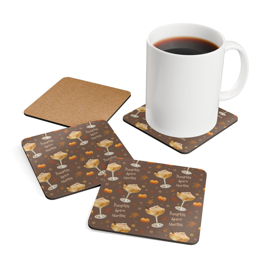 Pumpkin Spice Martini Cork Coaster Set of 4 — Brown Pumpkin Collection Inspired Design