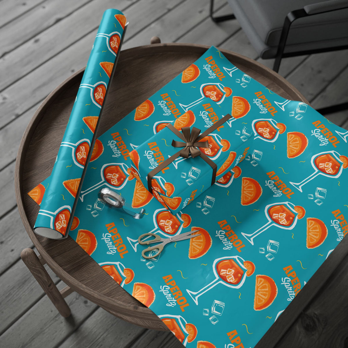 Aperol Spritz Peel Wrapping Paper Roll — Turquoise Spritz Collection Inspired Design