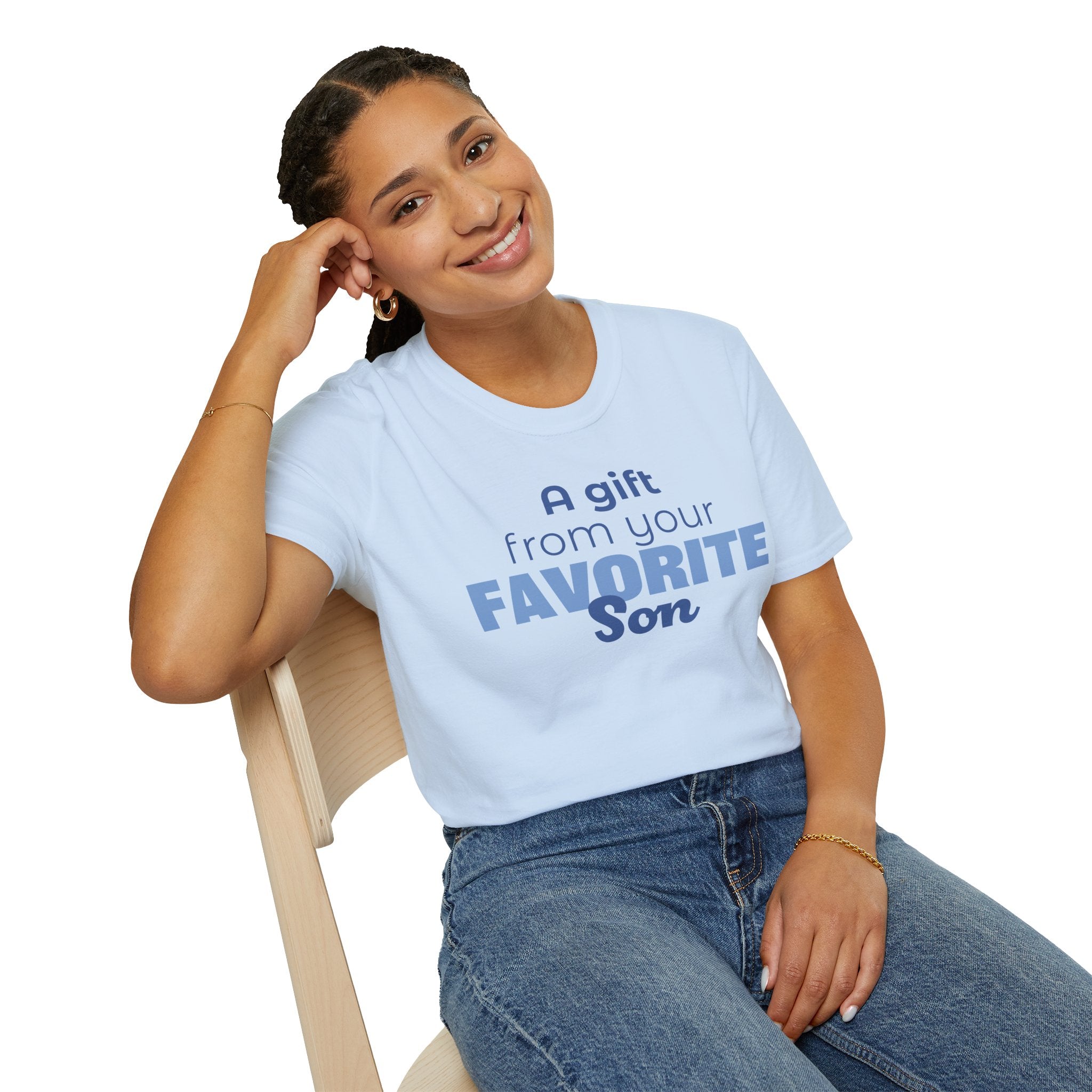 Favorite Son Gift for Mom T-Shirt – Funny Mother’s Day Shirt from Son | Mom Graphic Tee