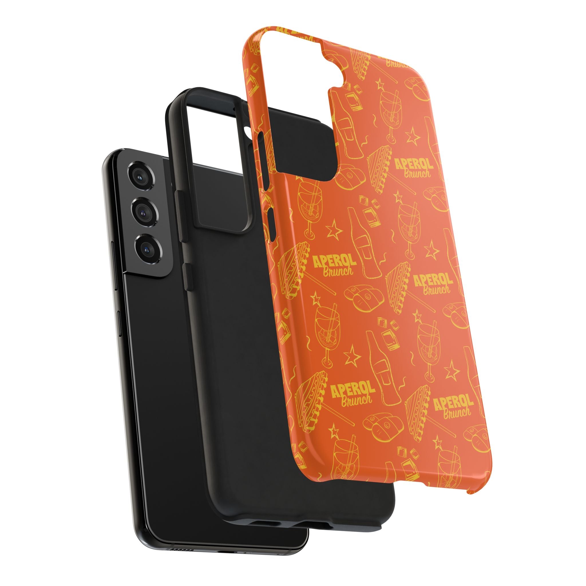 Aperol Spritz Tough Phone Case — Bright Orange Cocktail Pattern, Summer Barware Design