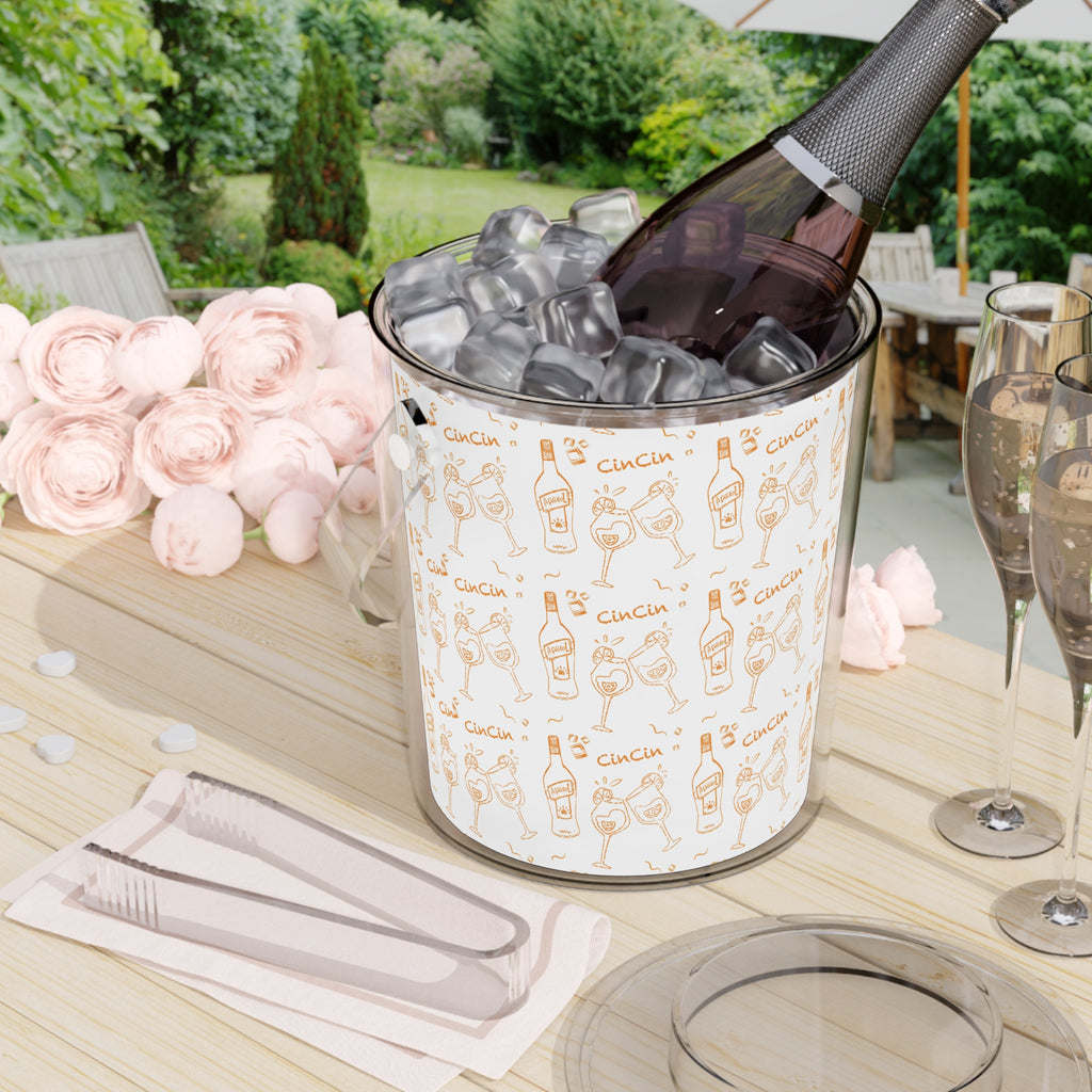 Cin Cin Ice Bucket with Tongs — White Brunch Collection Inspired Design